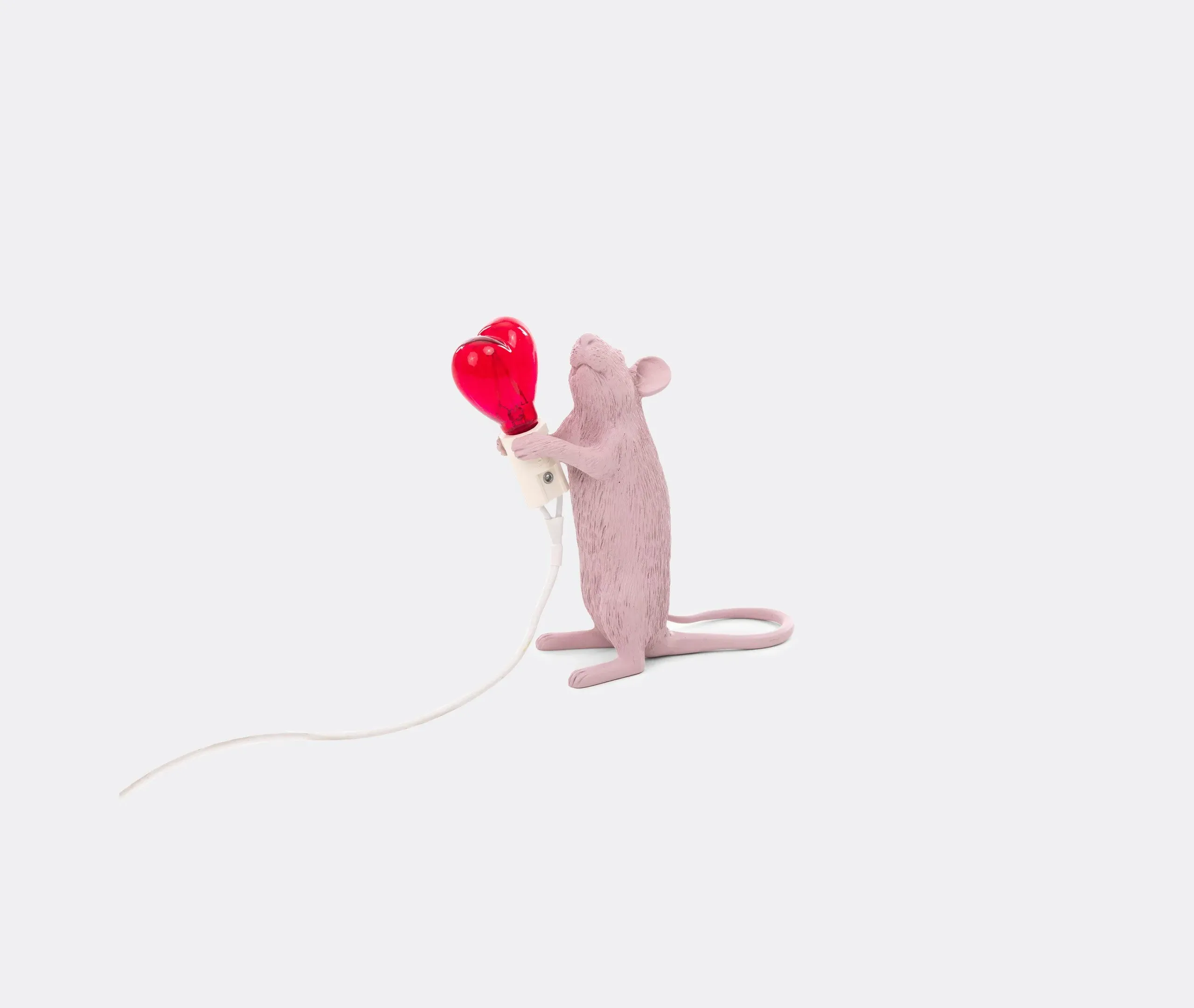 Mouse Table Lamp with Heart LED - Pink, Resin image
