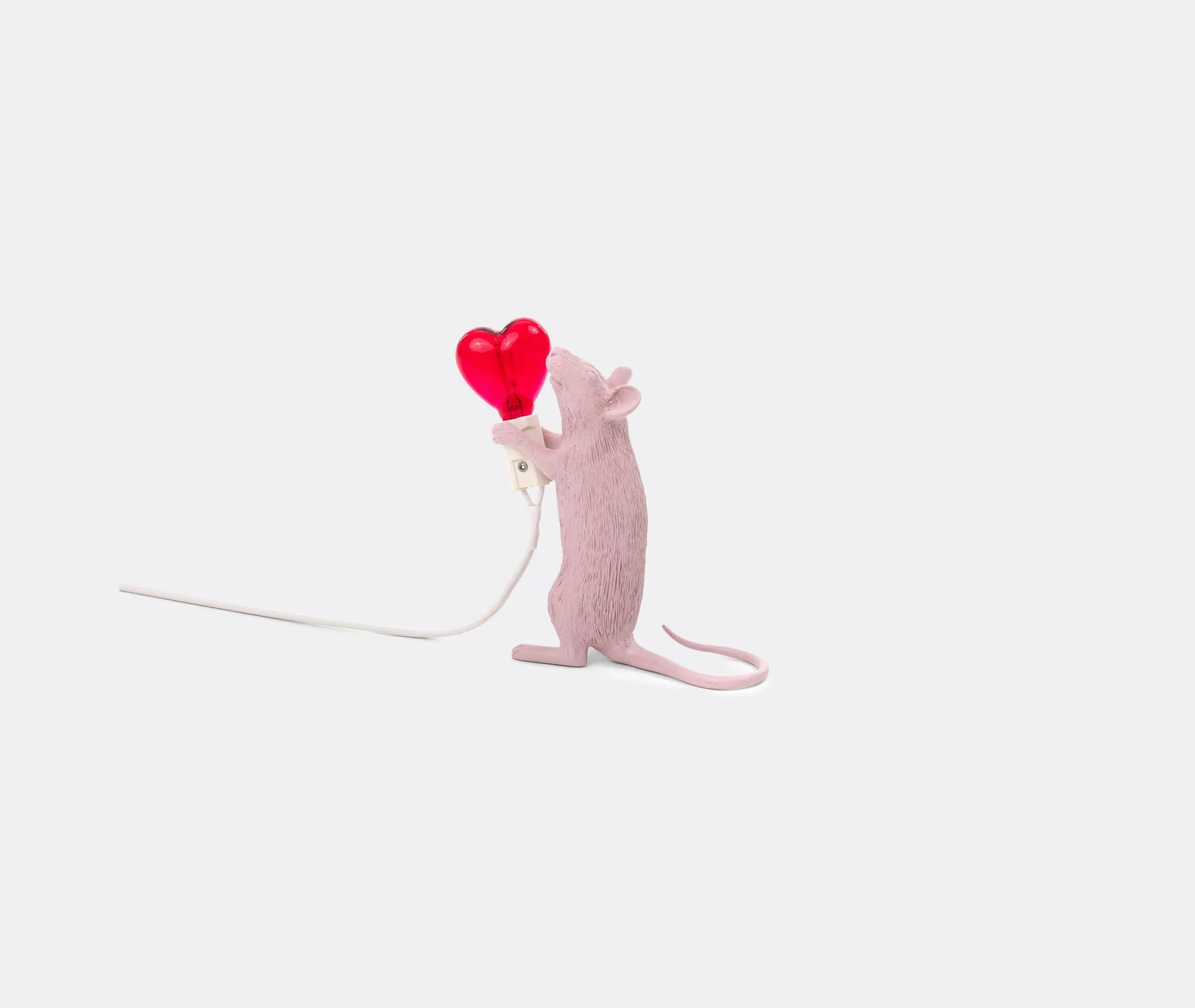 Mouse Valentine's Day Table Lamp with Heart LED - Pink, Resin