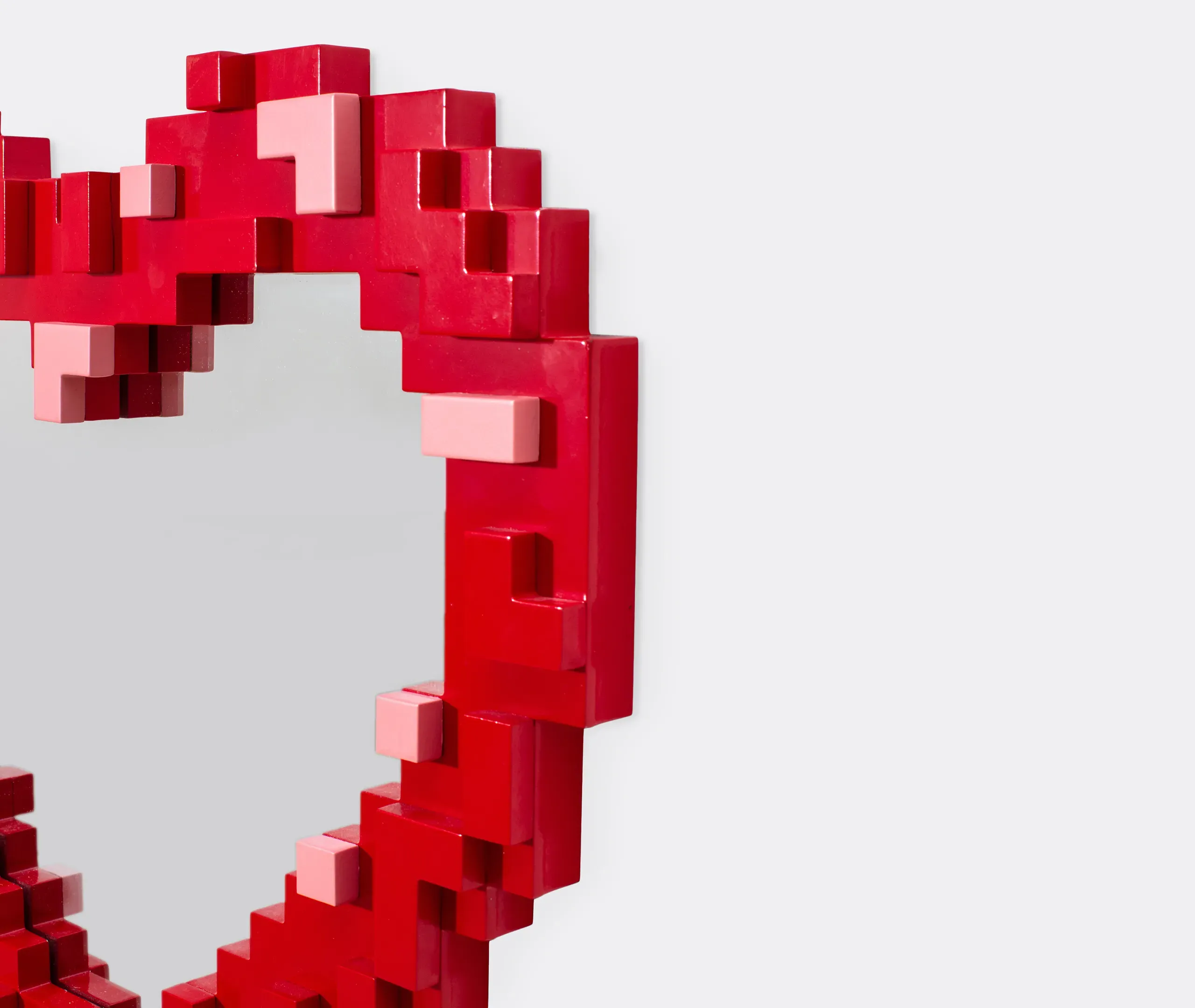 Seletti Pixel Heart Mirror - Clear, Wood alternate view