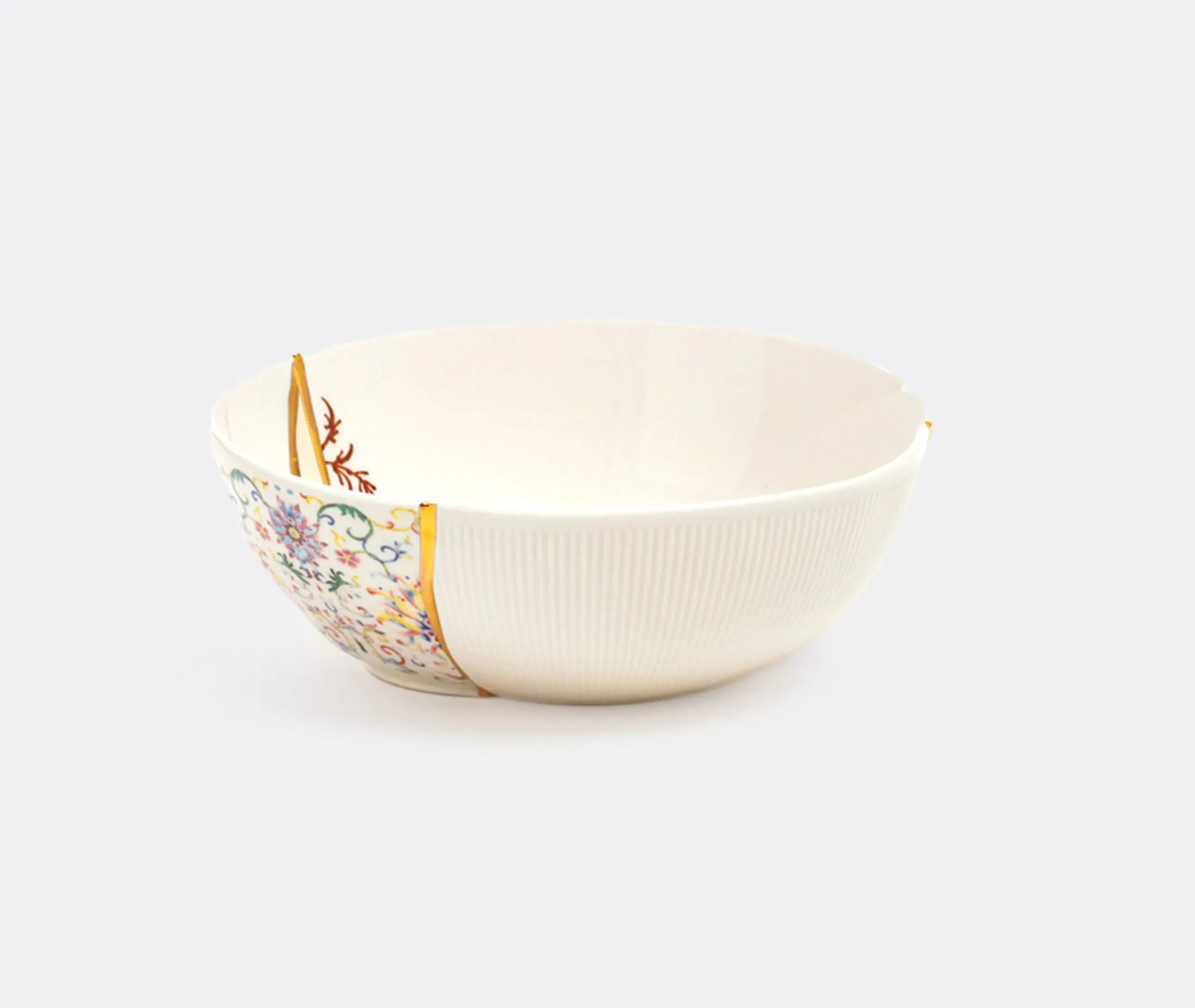 Serving Bowl with Gold Accents - White, Porcelain image