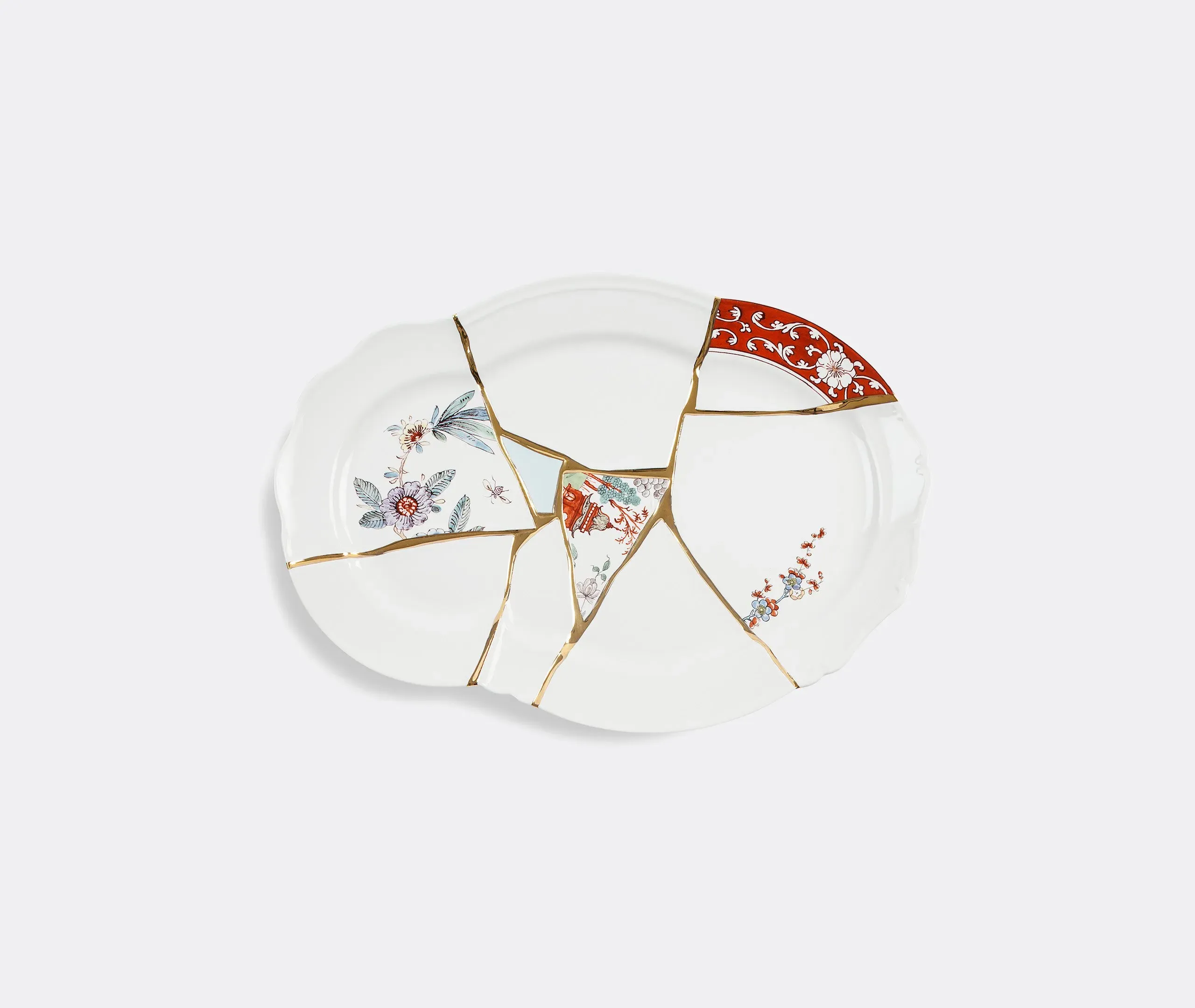 Serving Tray with Gold Detailing - Multicolor