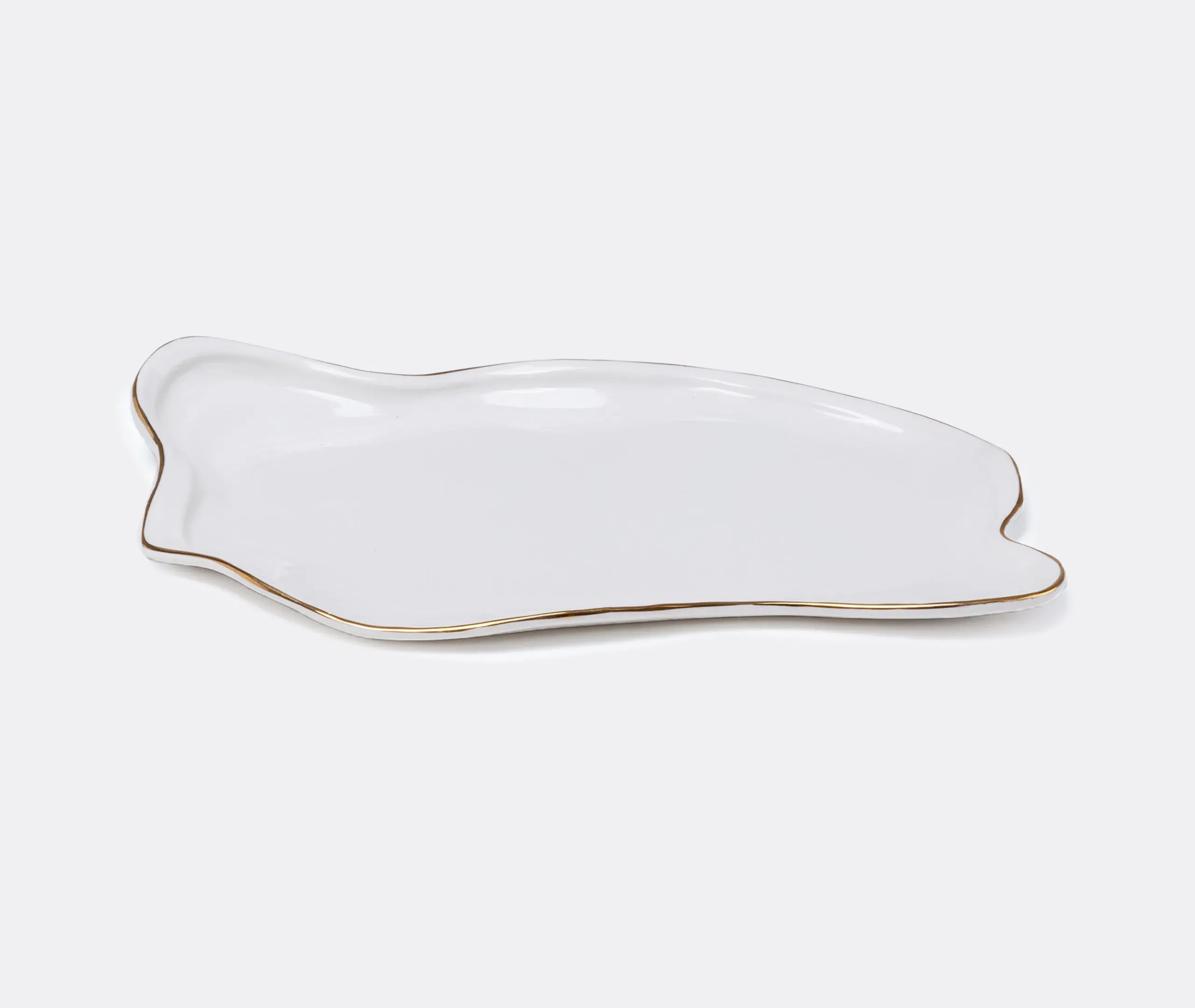 Serving Tray with Gold Edging - White, Porcelain image