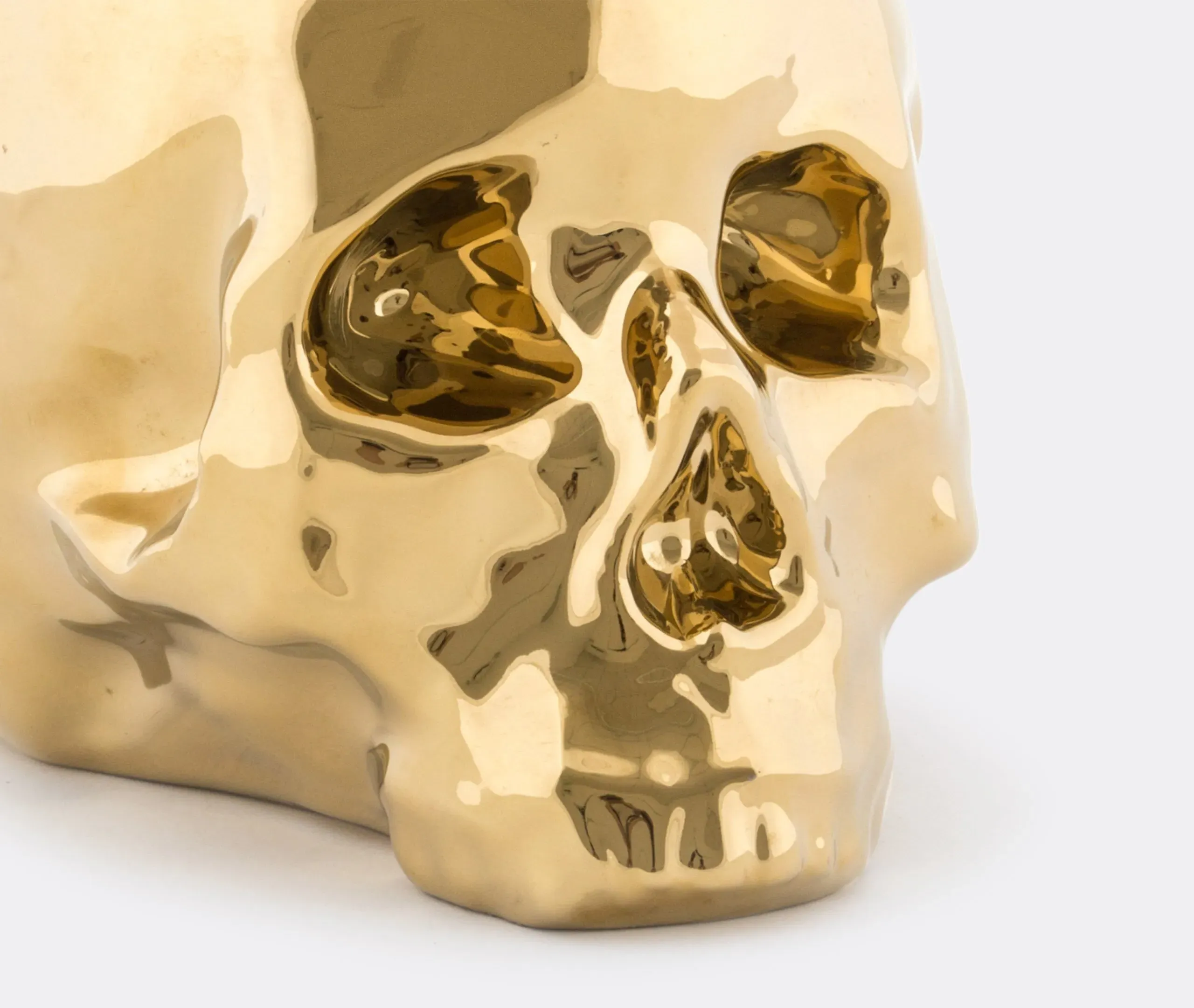Skull Decorative Object - Gold, Porcelain