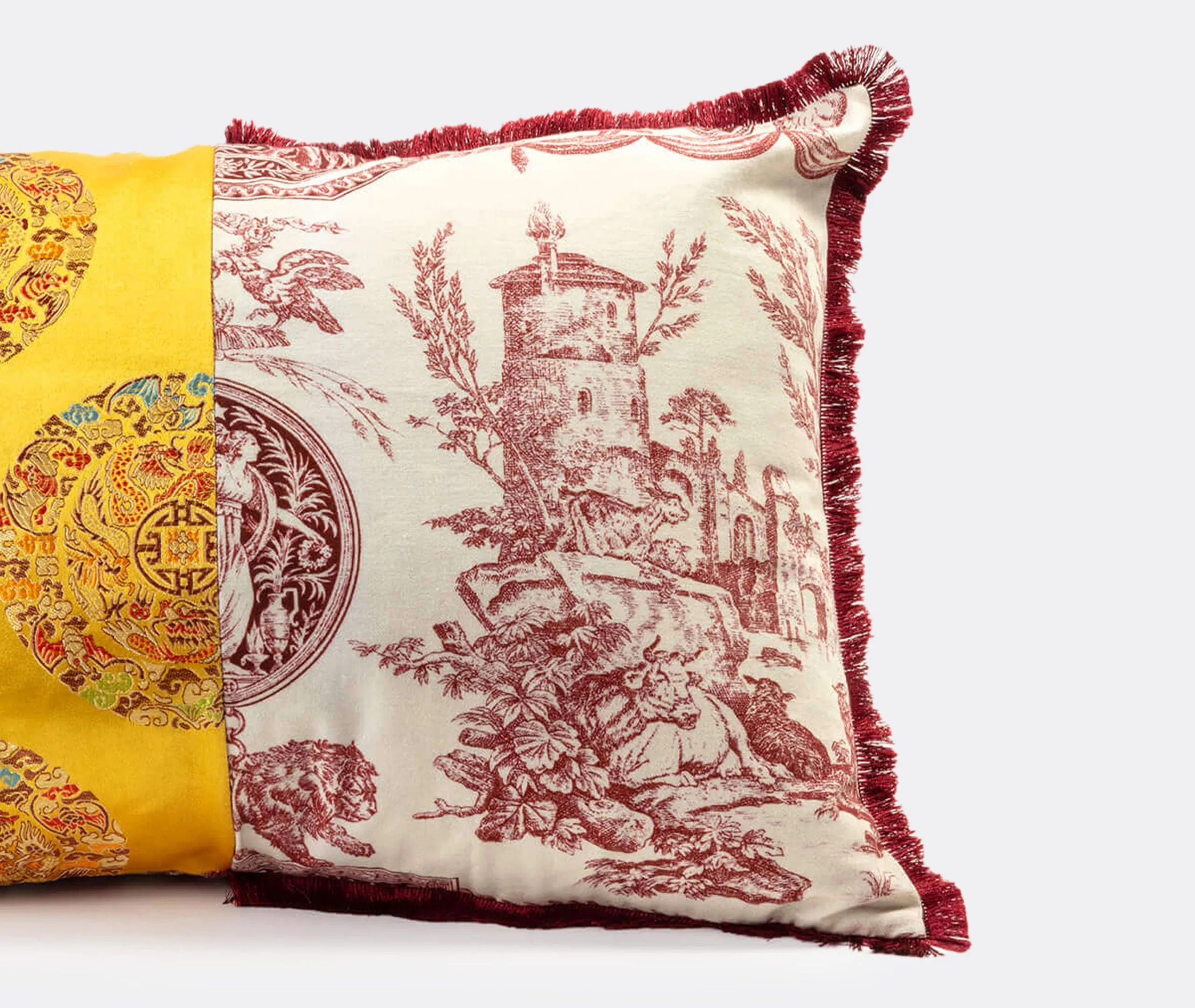 Square Cushion with Dual Patterns - Multicolor