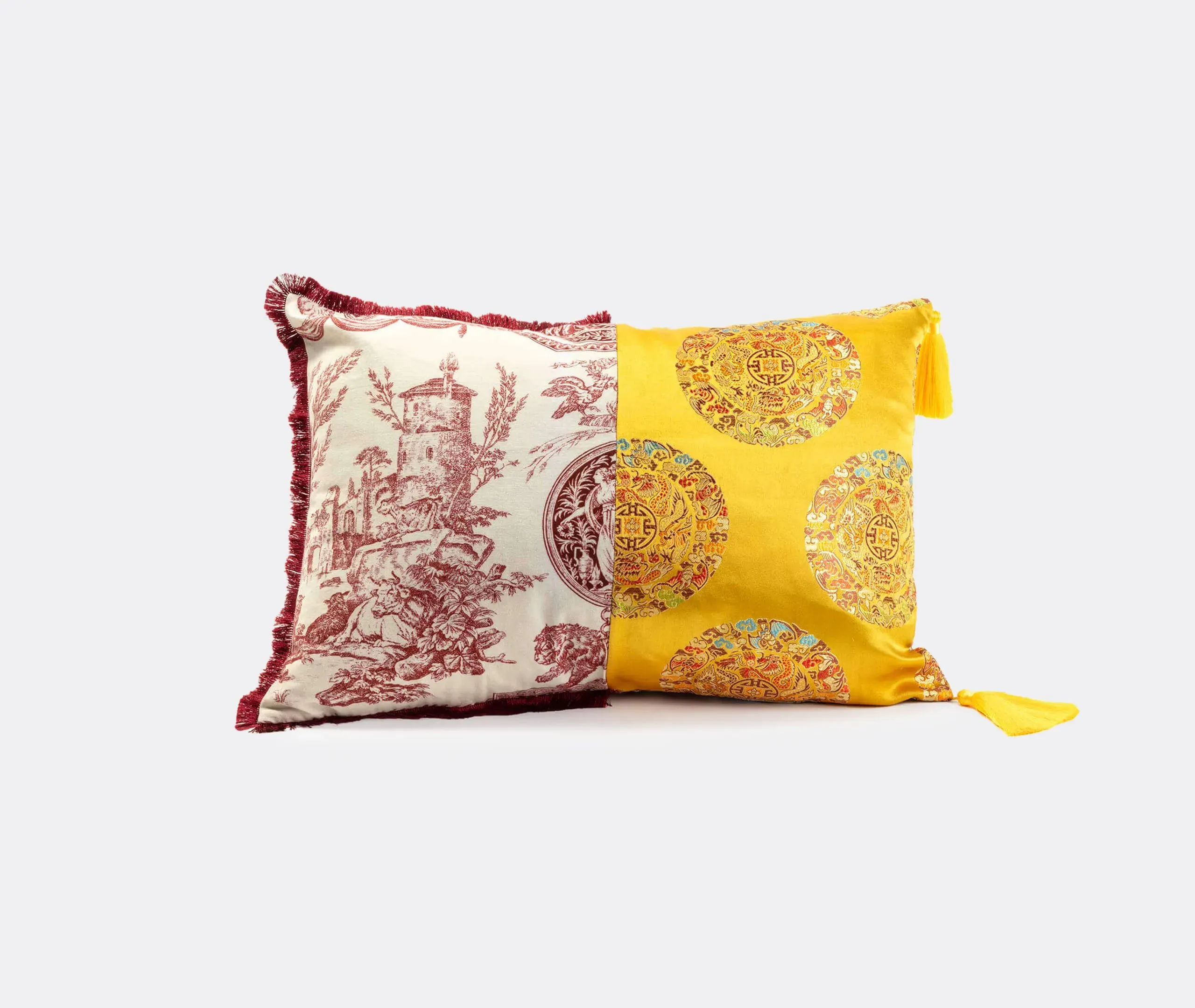 Square Cushion with Dual Patterns - Multicolor image