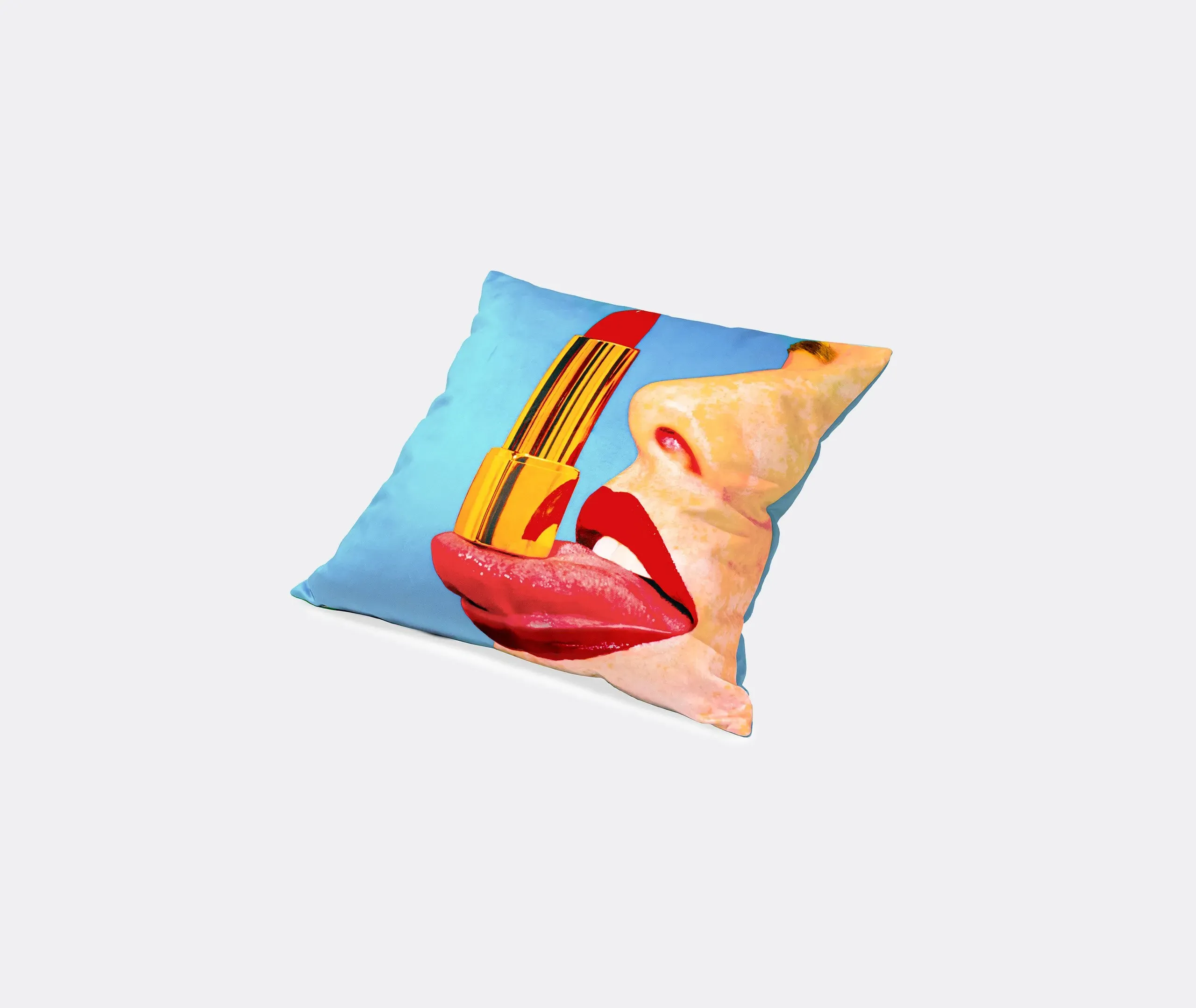Square Cushion with Print - Light Blue