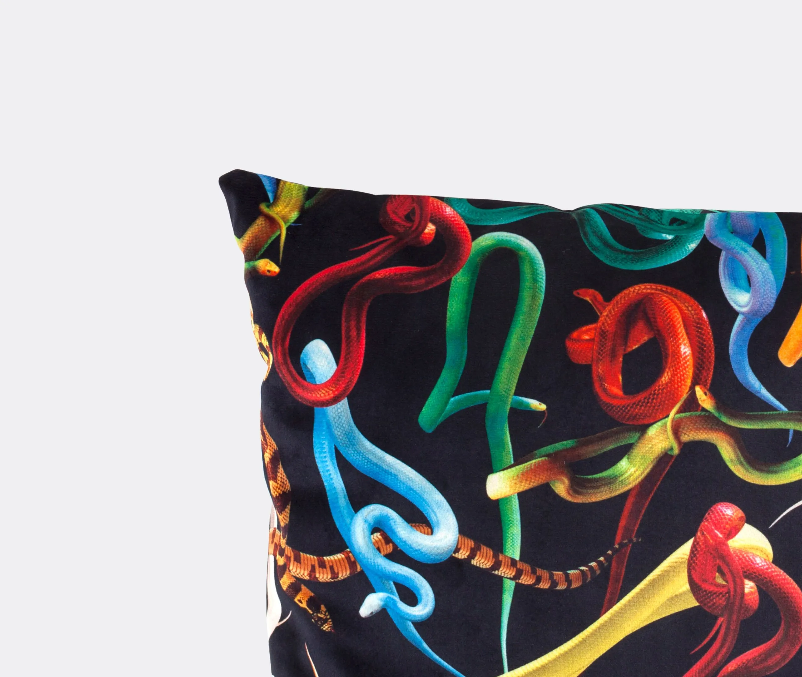 Square Cushion with Snake Print - Multicolor