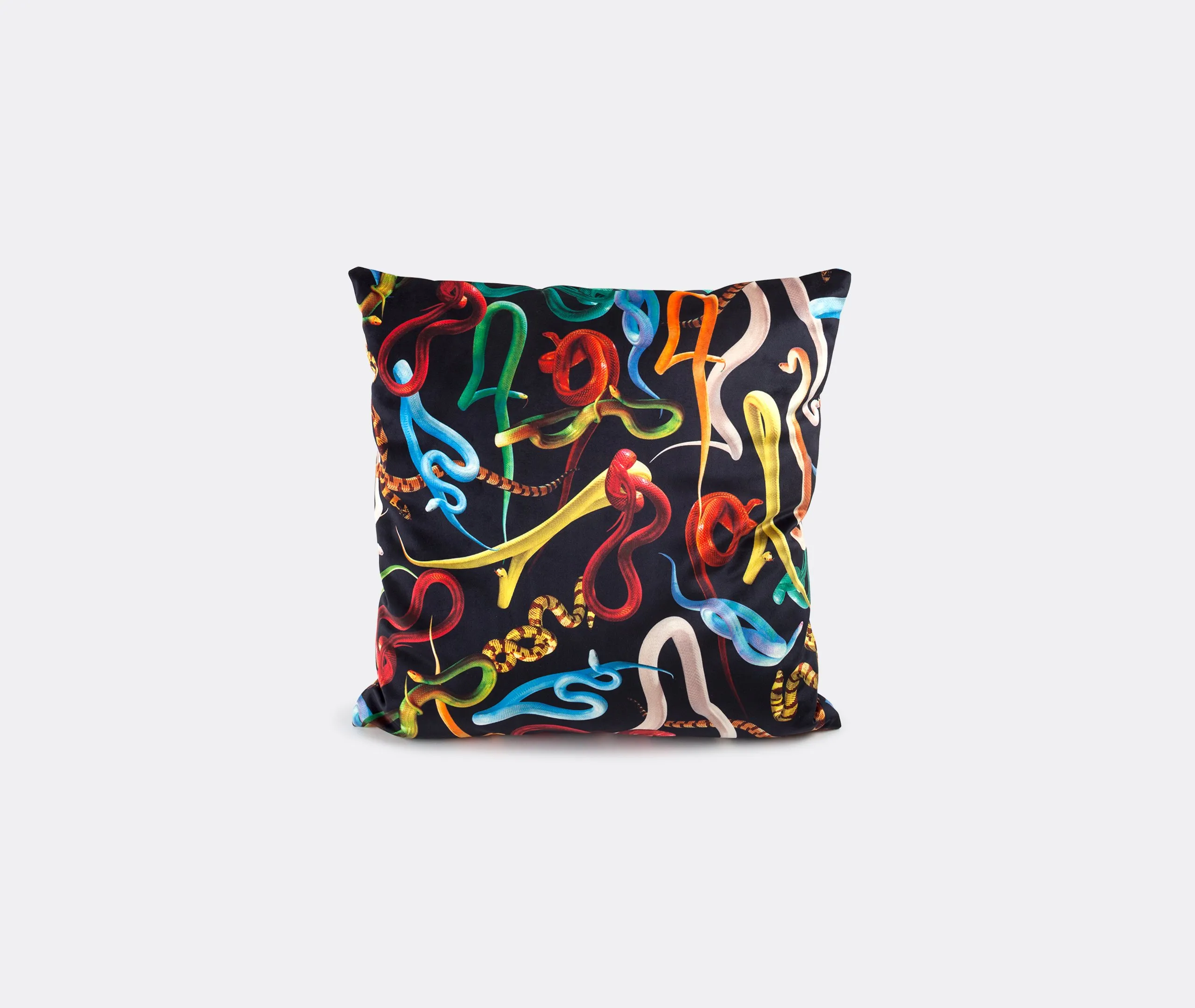 Square Cushion with Snake Print - Multicolor image