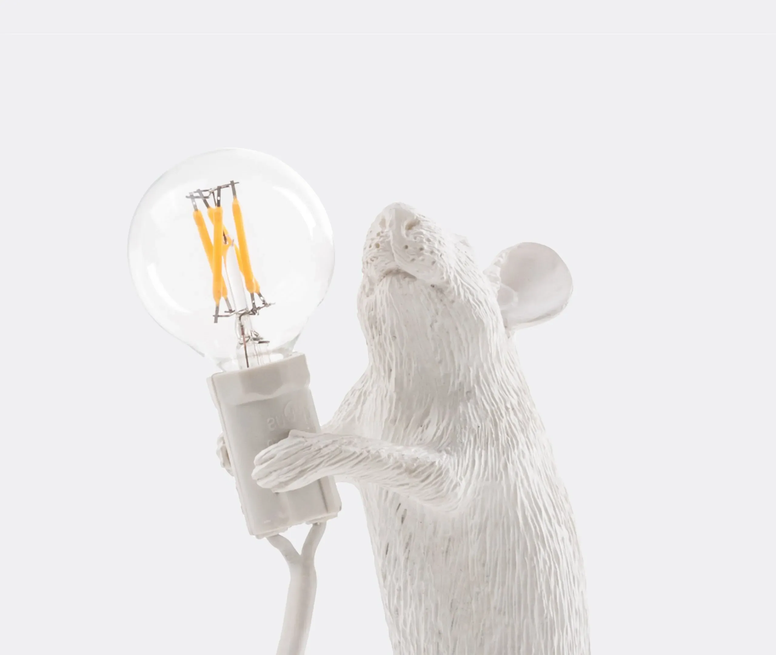 Standing Mouse Table Lamp with LED - White, Resin