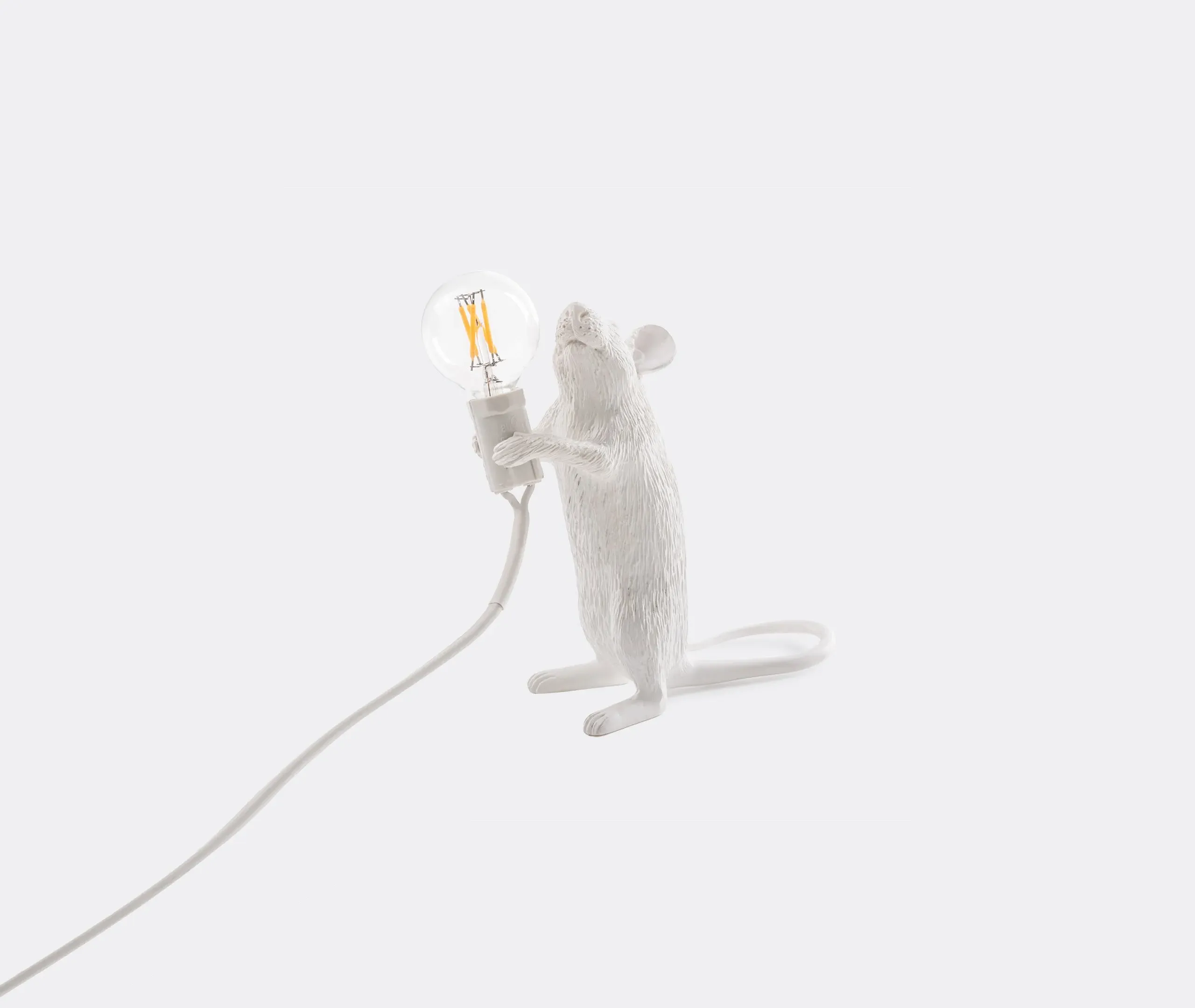 Standing Mouse Table Lamp with LED - White, Resin image