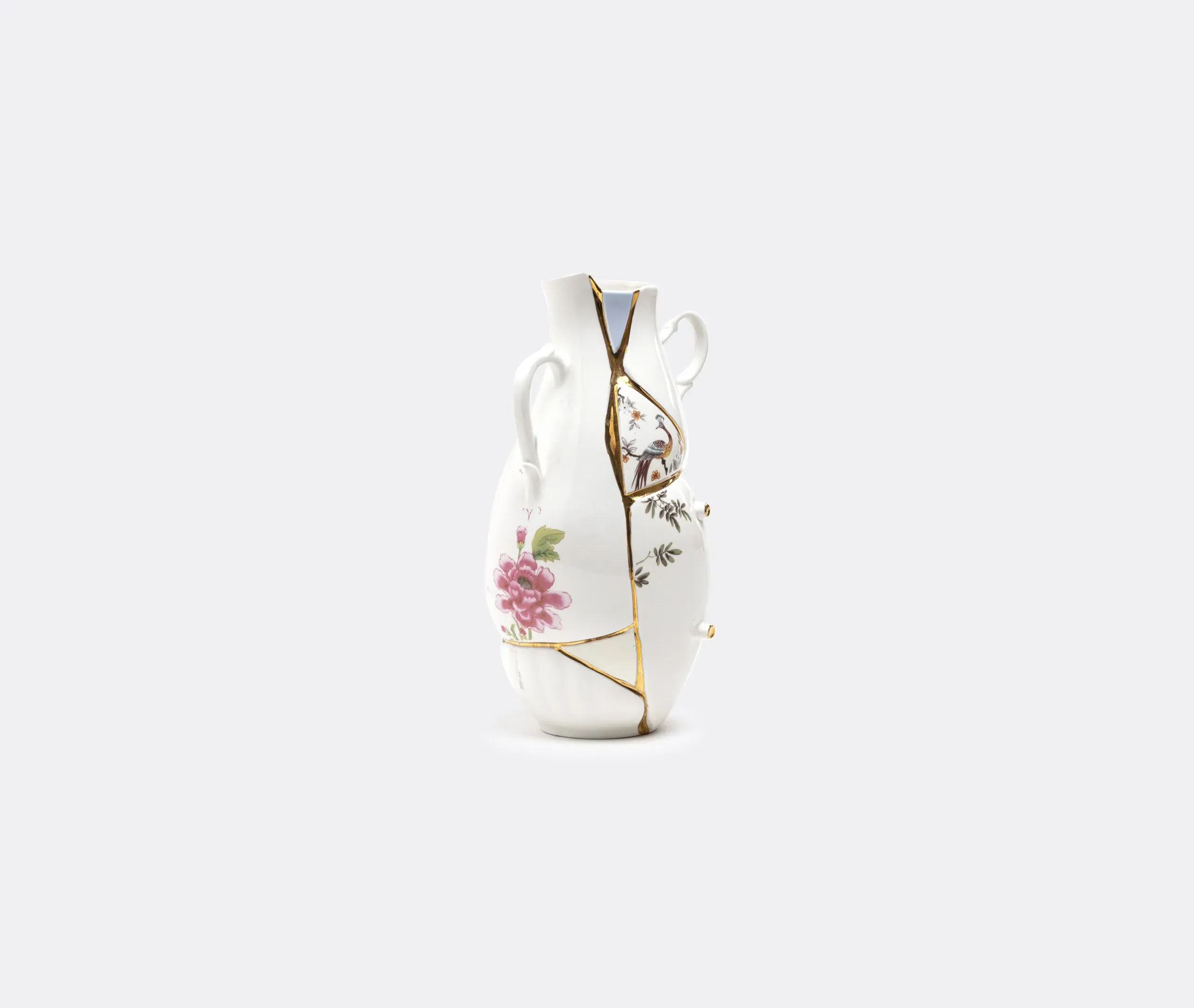 Tall Vase with Gold Accents - Multicolor, Porcelain