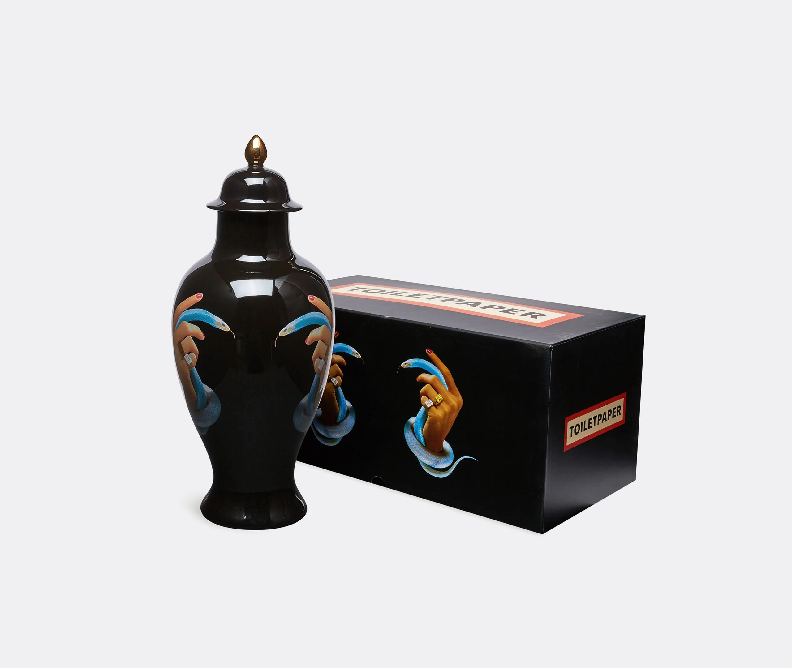 Tall Vase with Snake Design - Blue, Porcelain