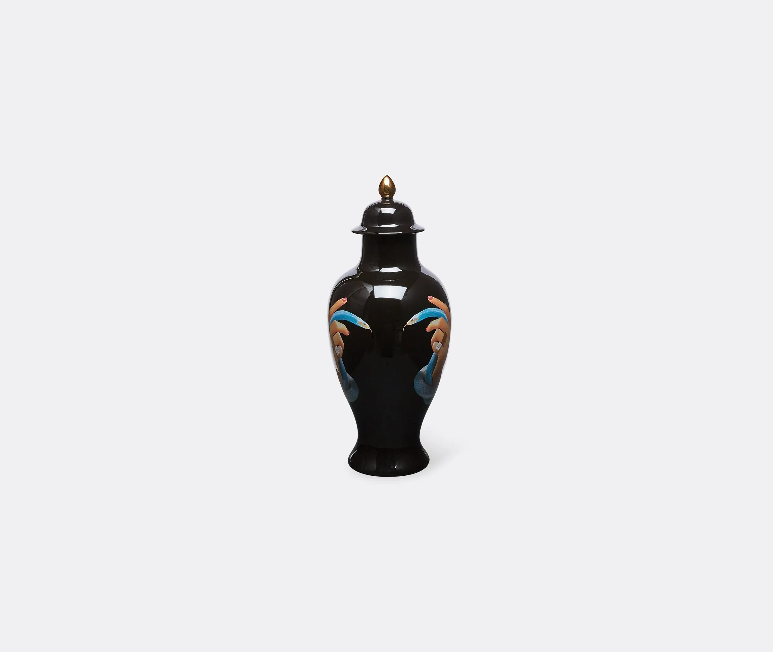 Tall Vase with Snake Design - Blue, Porcelain