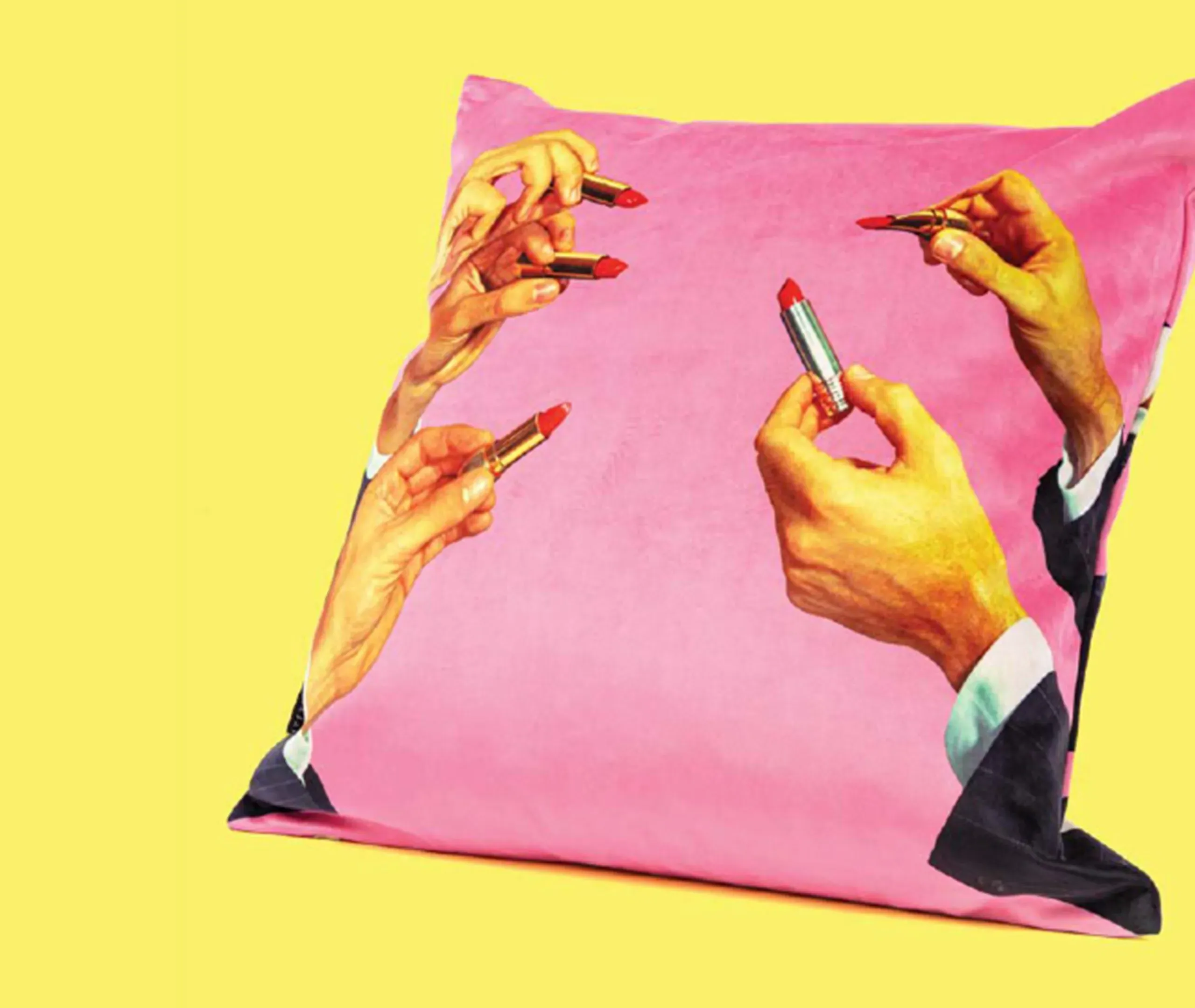 Toiletpaper Lipsticks Square Cushion - Pink