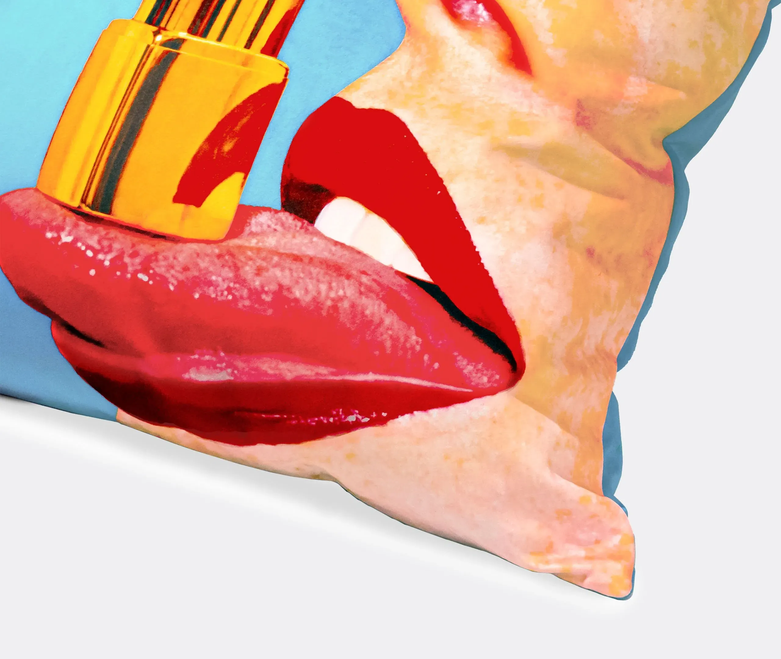 Toiletpaper Tongue Square Cushion - Light Blue