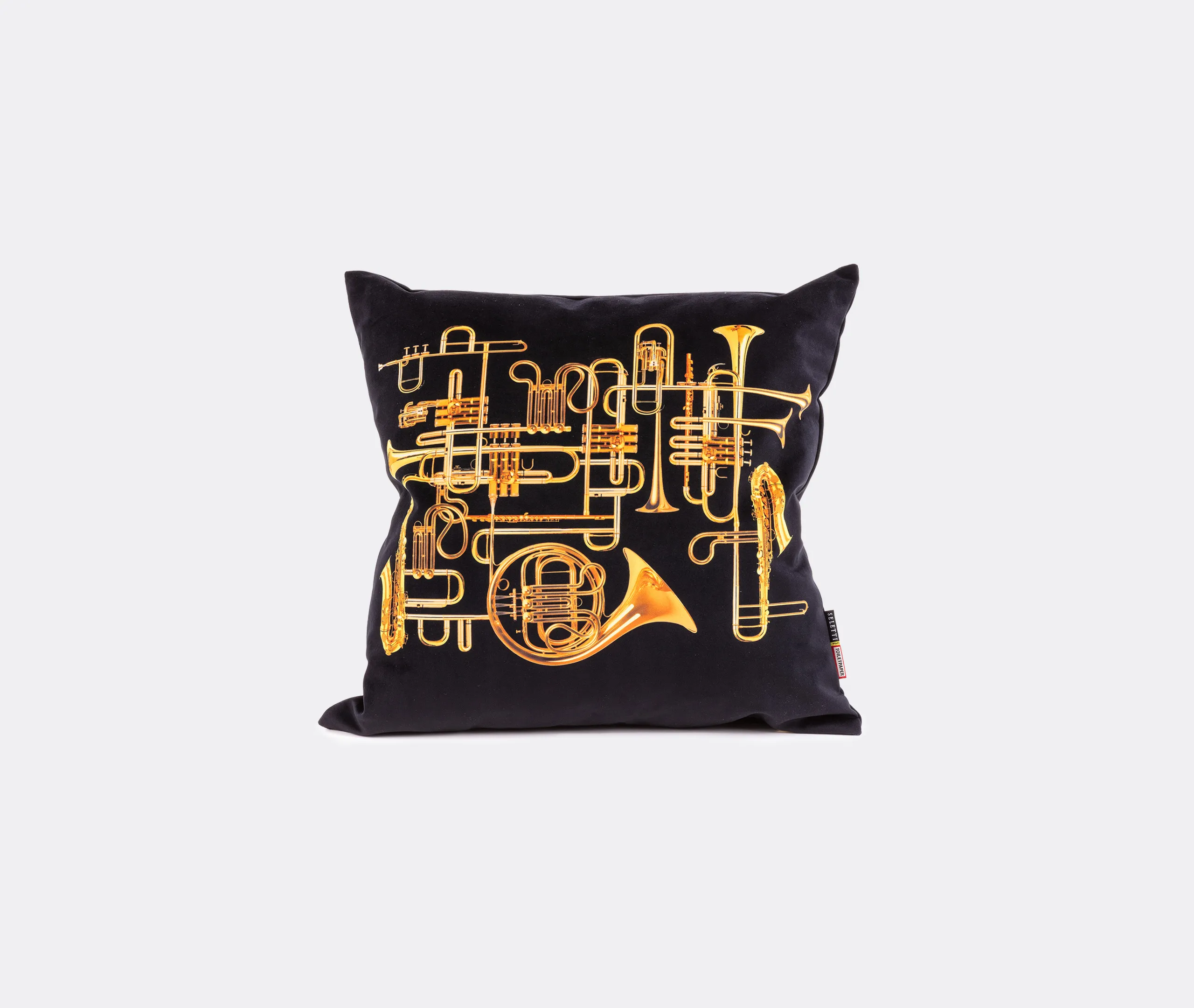 Toiletpaper Trumpets Square Cushion - Black/Gold product
