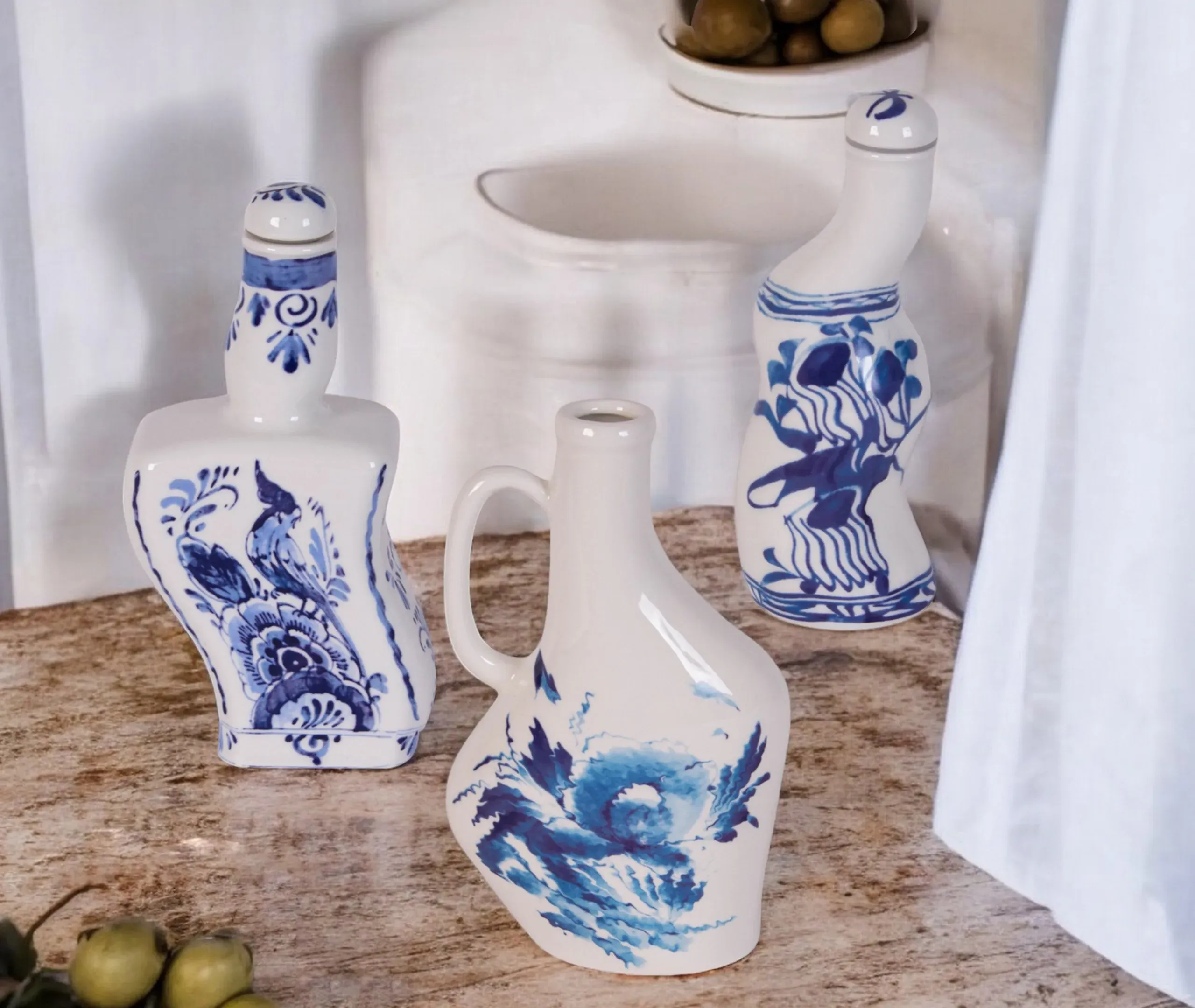 Tokkuri Seasoning Bottle with Lid - Blue, Porcelain