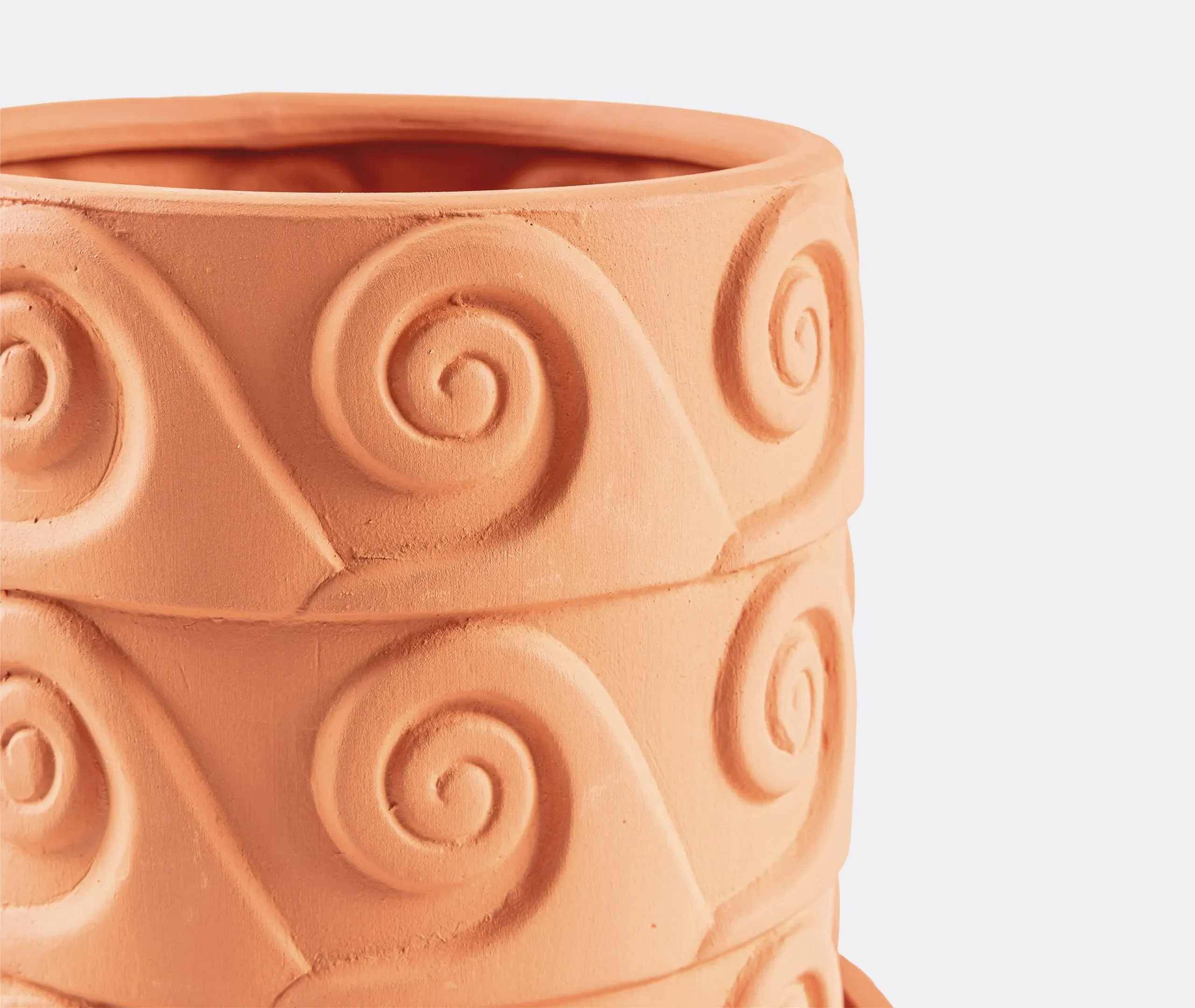 Wave Pattern Vase with Saucer - Terracotta