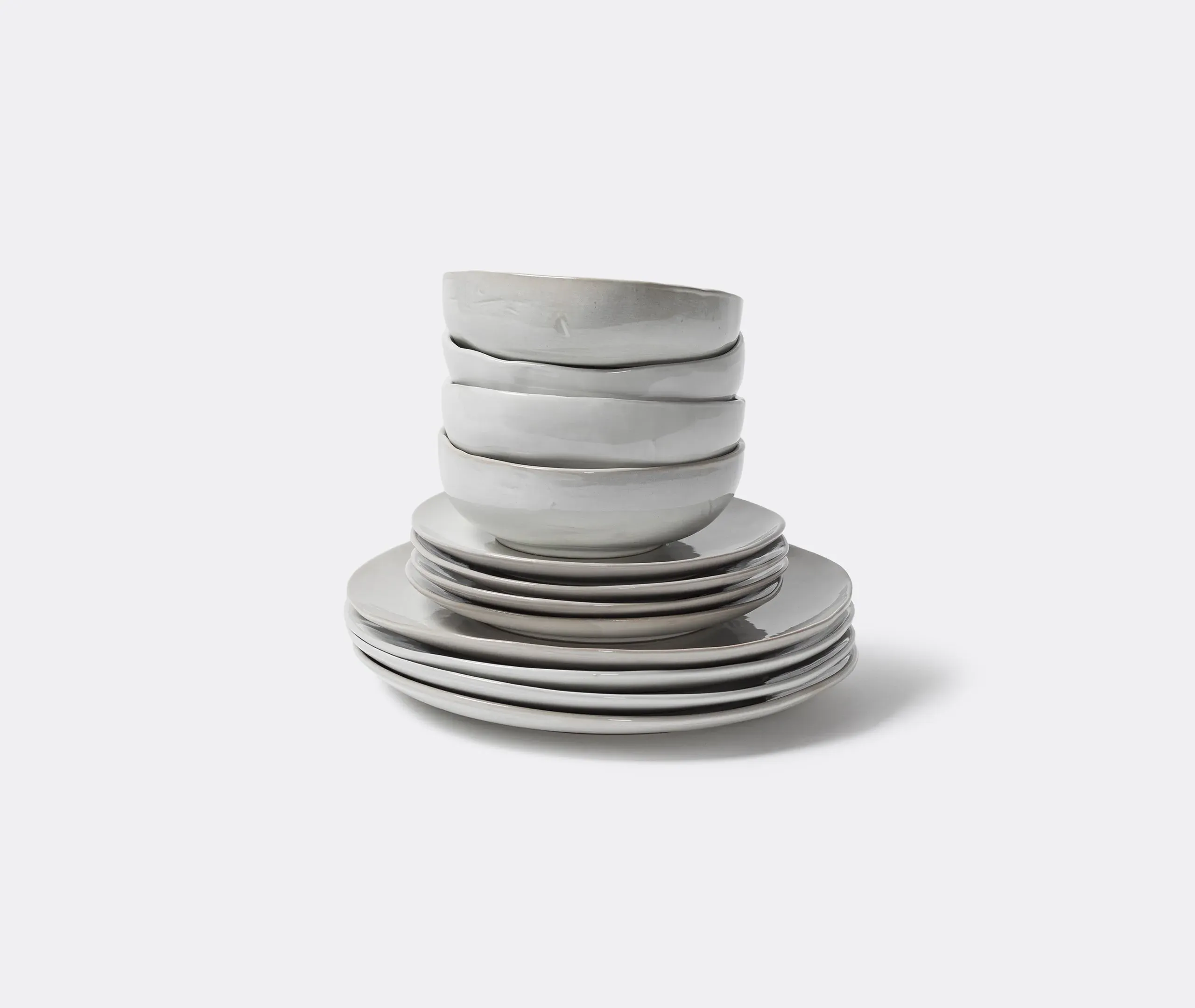 12-Piece Dinner Set with Hand-Molded Design - White