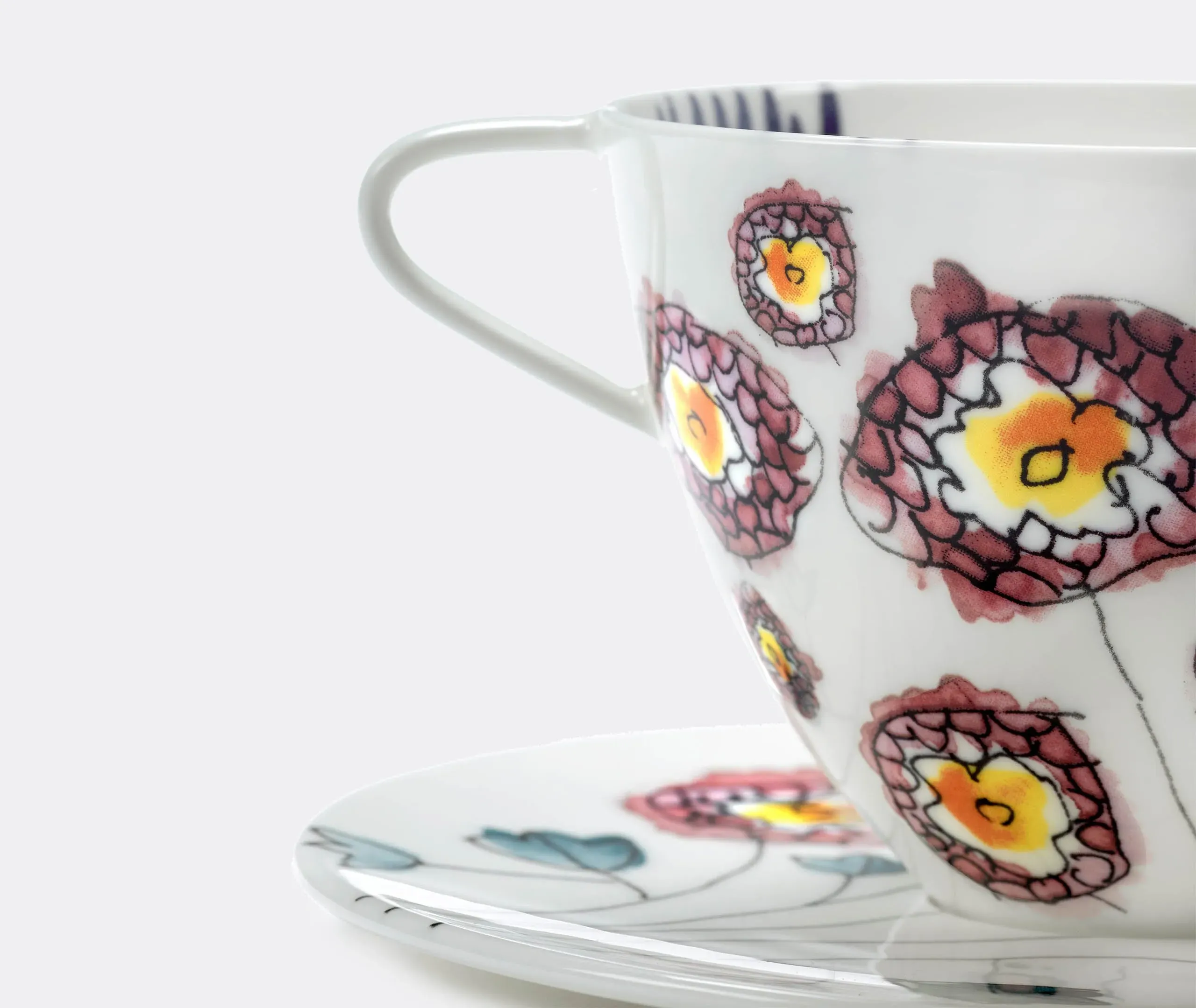 2-Piece Cappuccino Cup Set - Multicolor, Porcelain