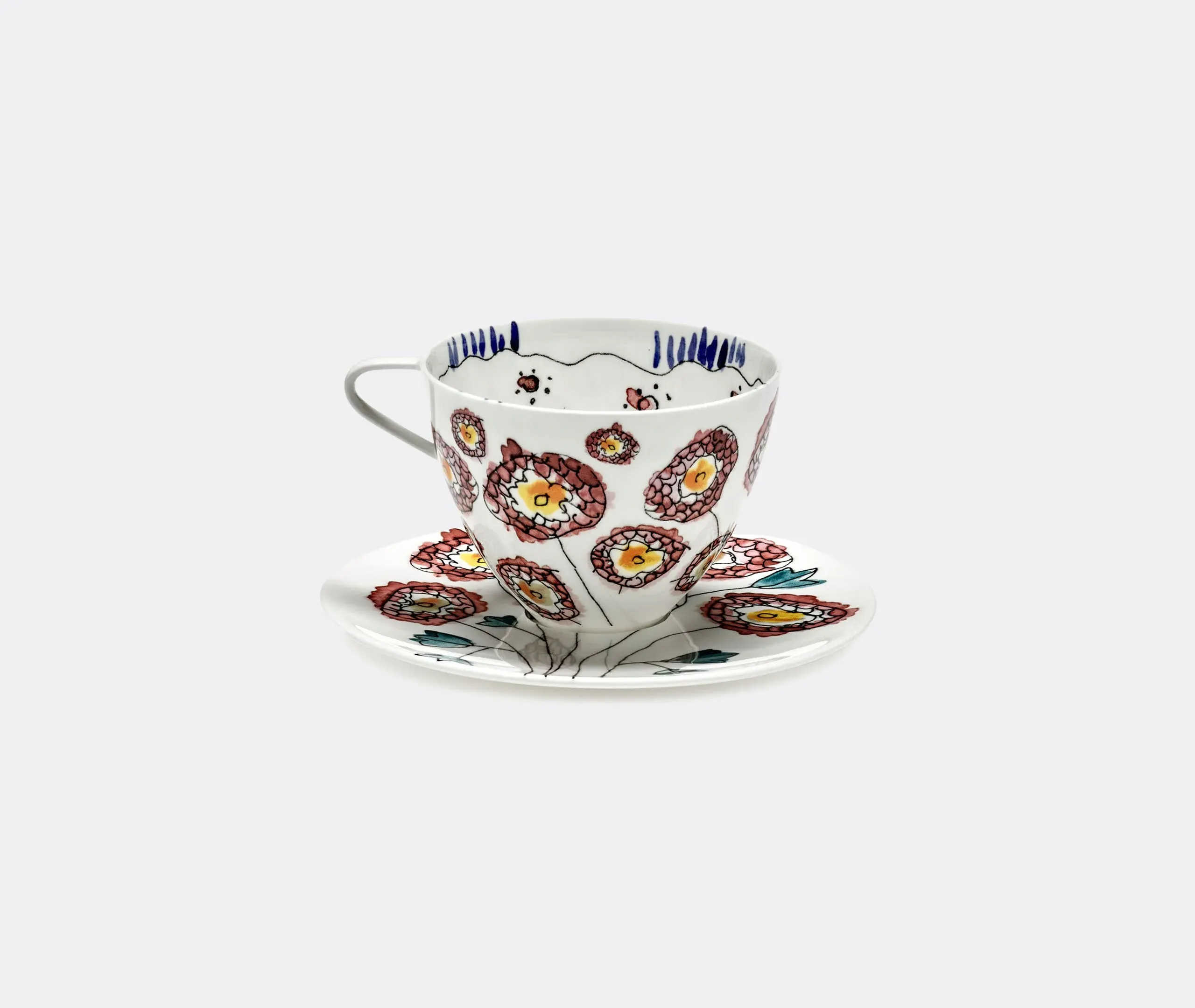 2-Piece Cappuccino Cup Set - Multicolor, Porcelain