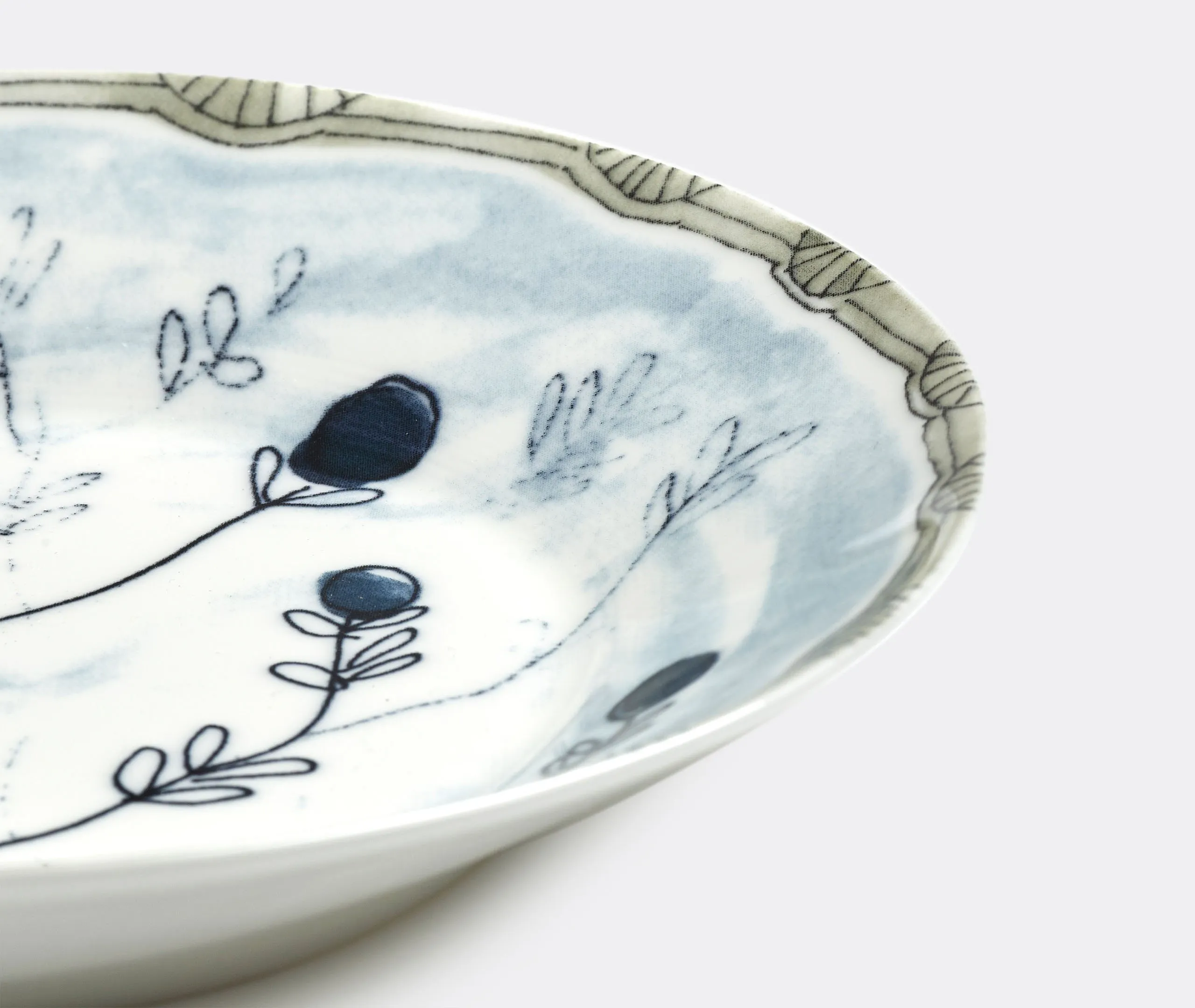 2-Piece Deep Plate Set - Blue, Fine Bone China