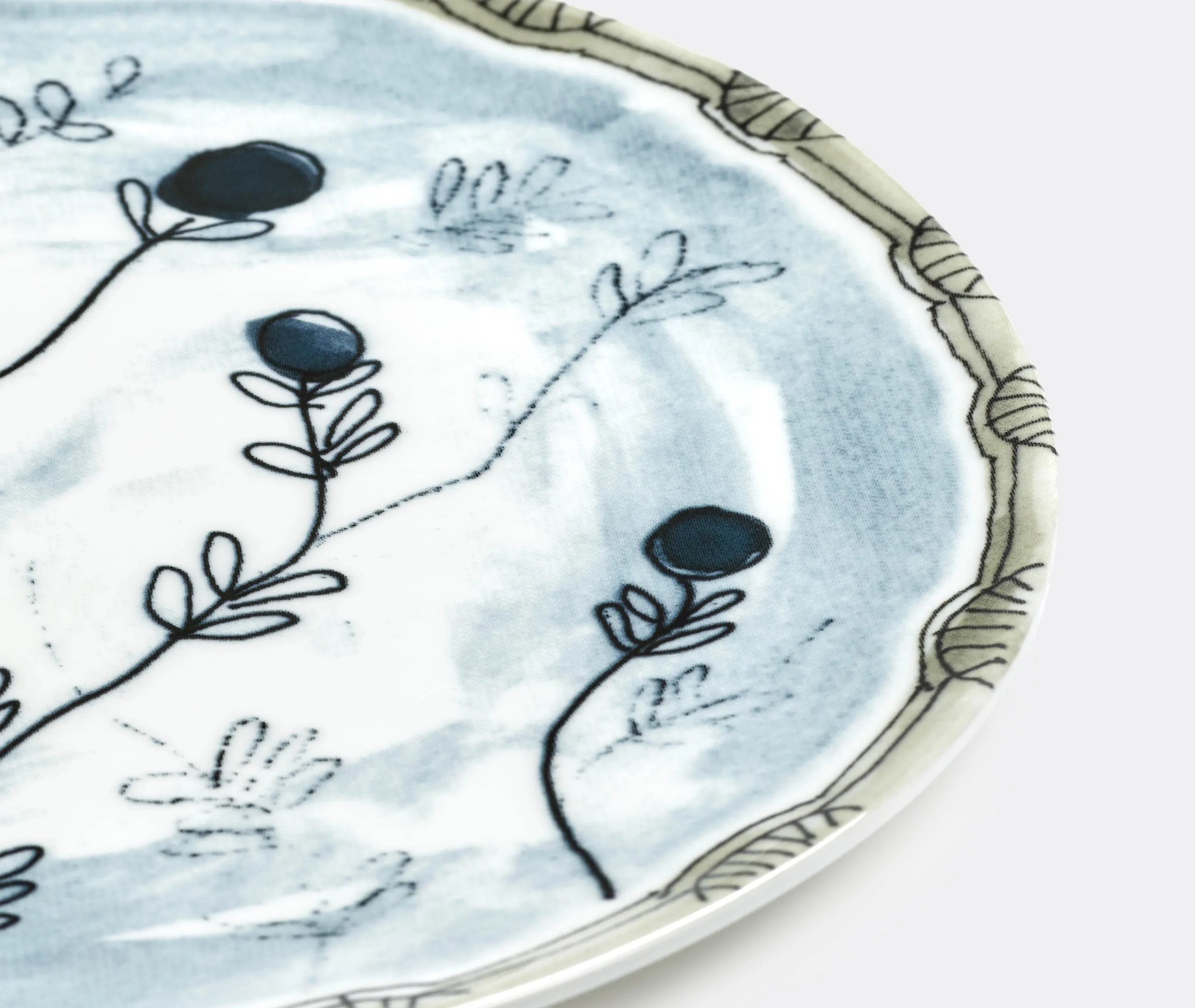 2-Piece Dessert Plate Set - Blue, Fine Bone China