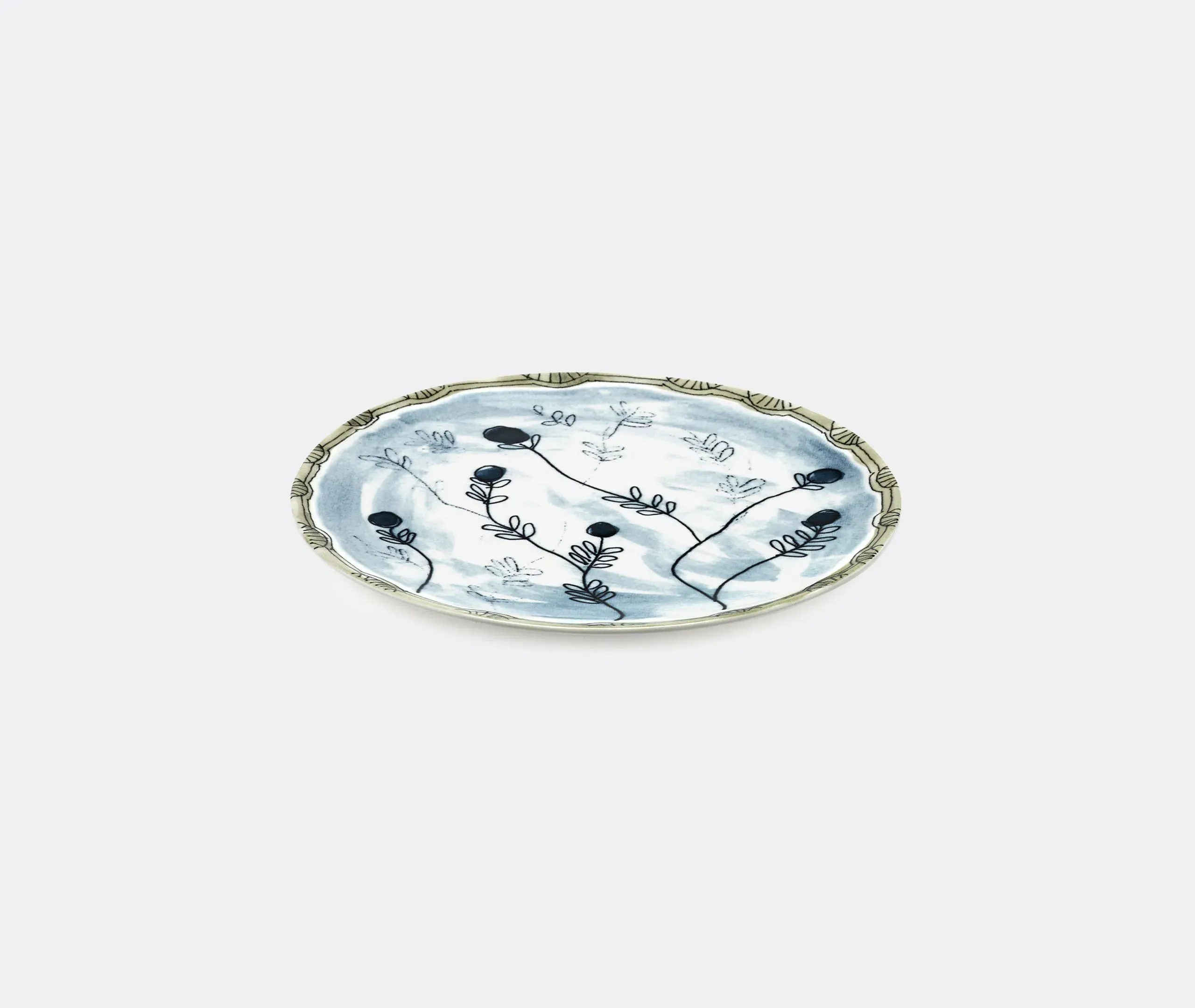 2-Piece Dessert Plate Set - Blue, Fine Bone China