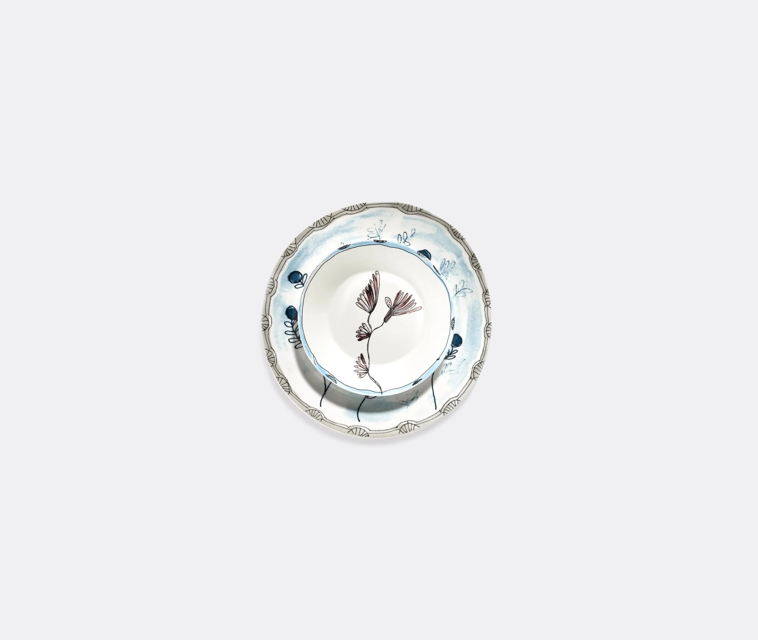 2-Piece Dinner Plate Set - Blue, Fine Bone China