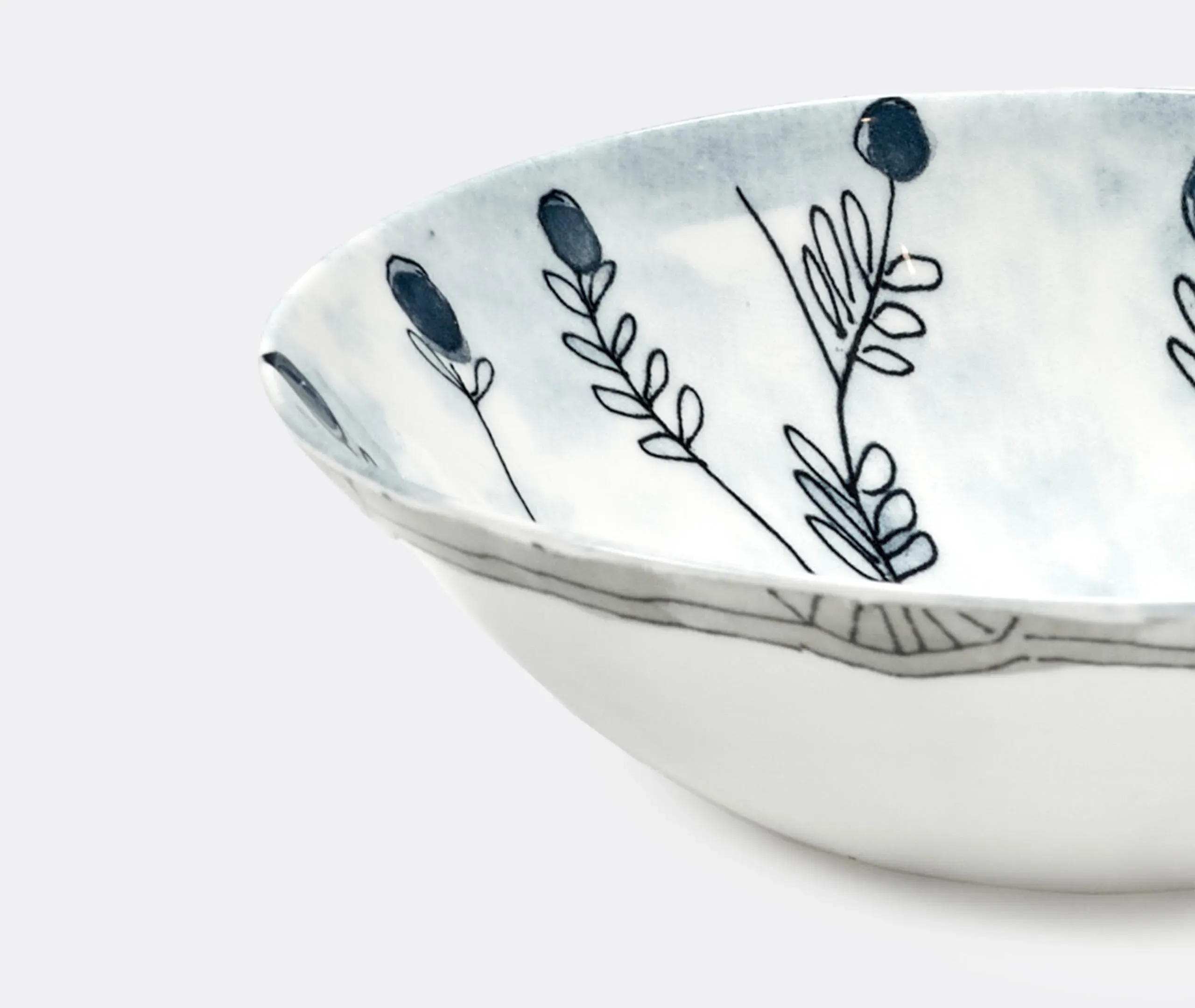 2-Piece Low Bowl Set - Blue, Fine Bone China