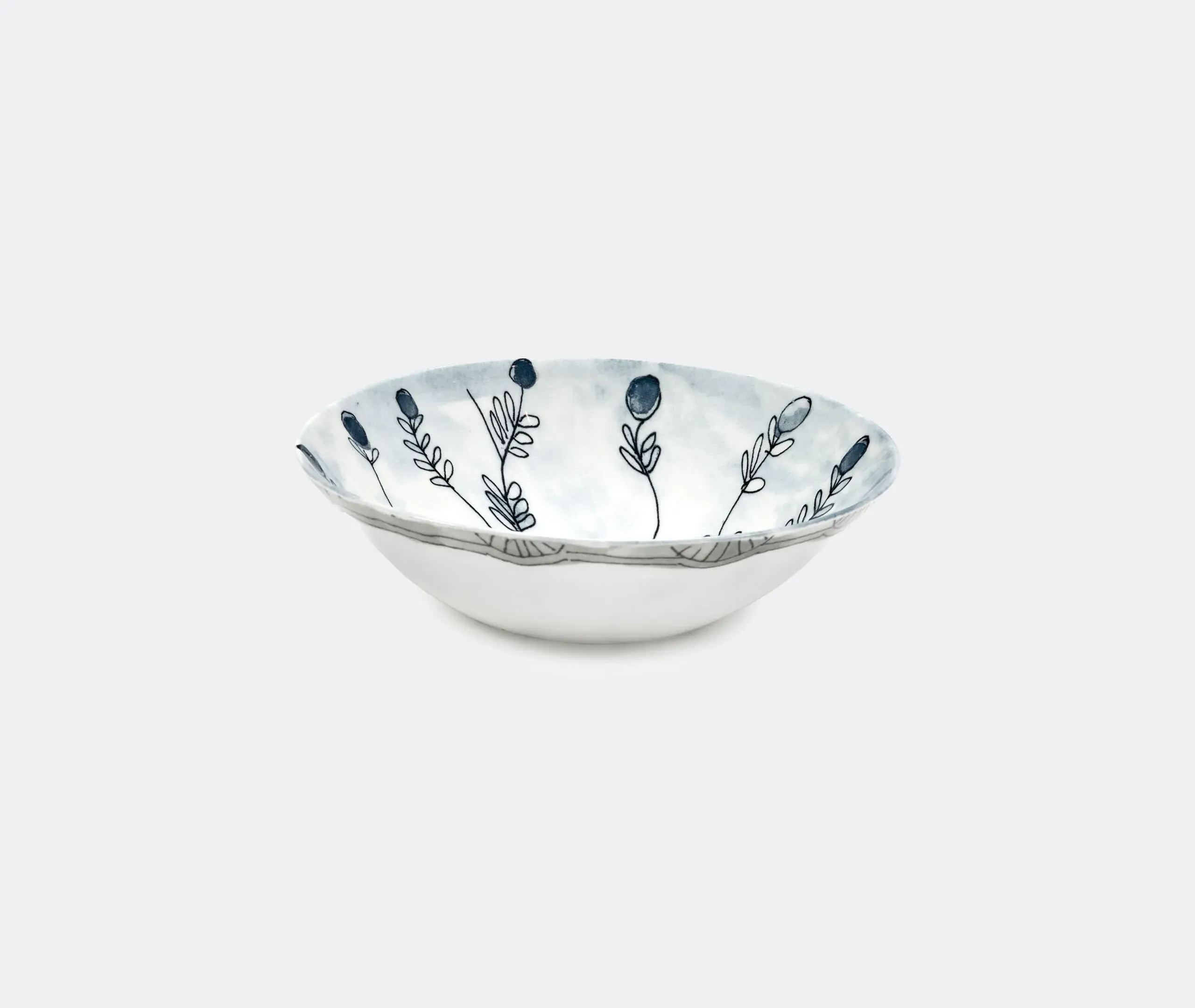 2-Piece Low Bowl Set - Blue, Fine Bone China