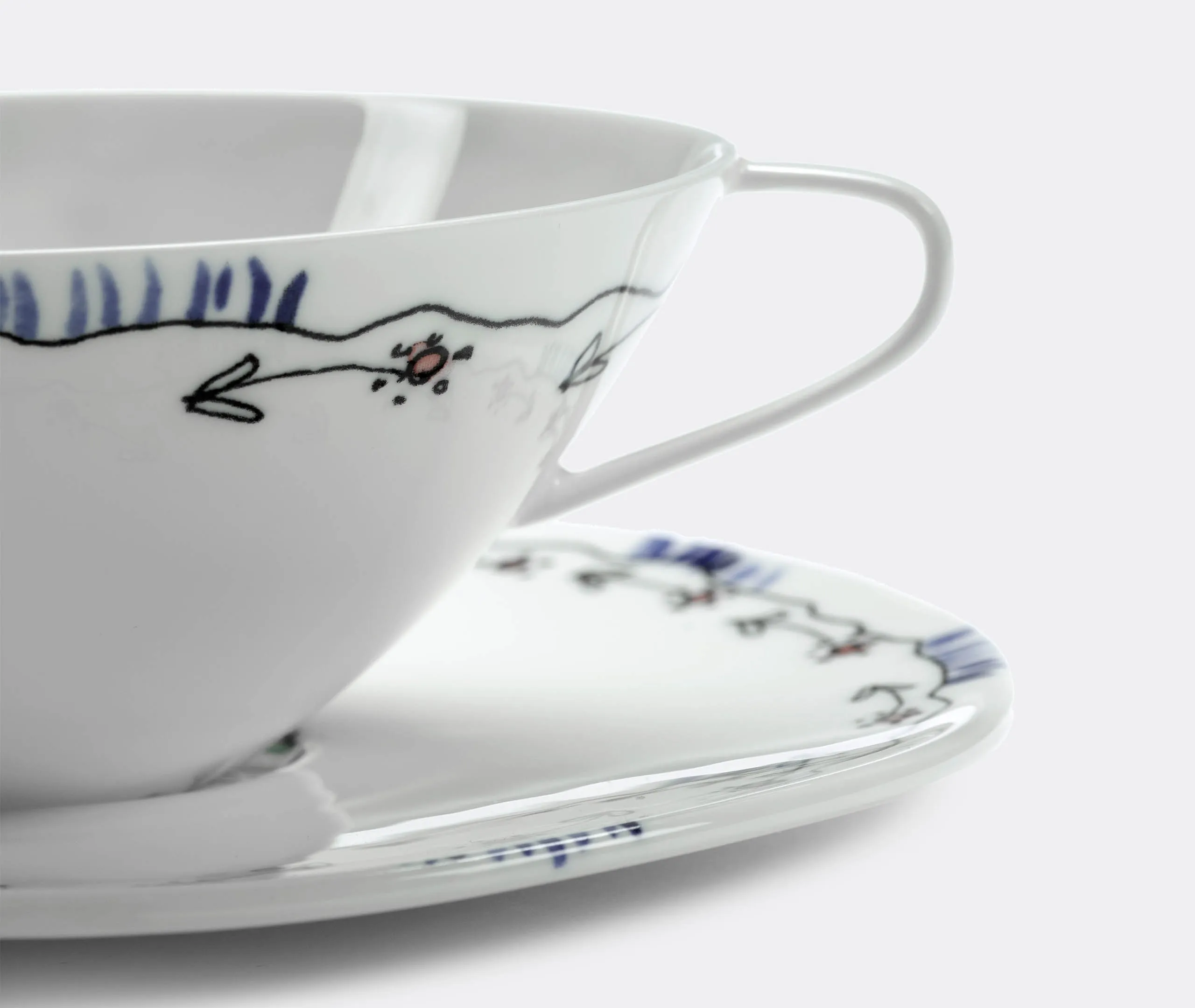 2-Piece Teacup Set with Saucers - Multicolor
