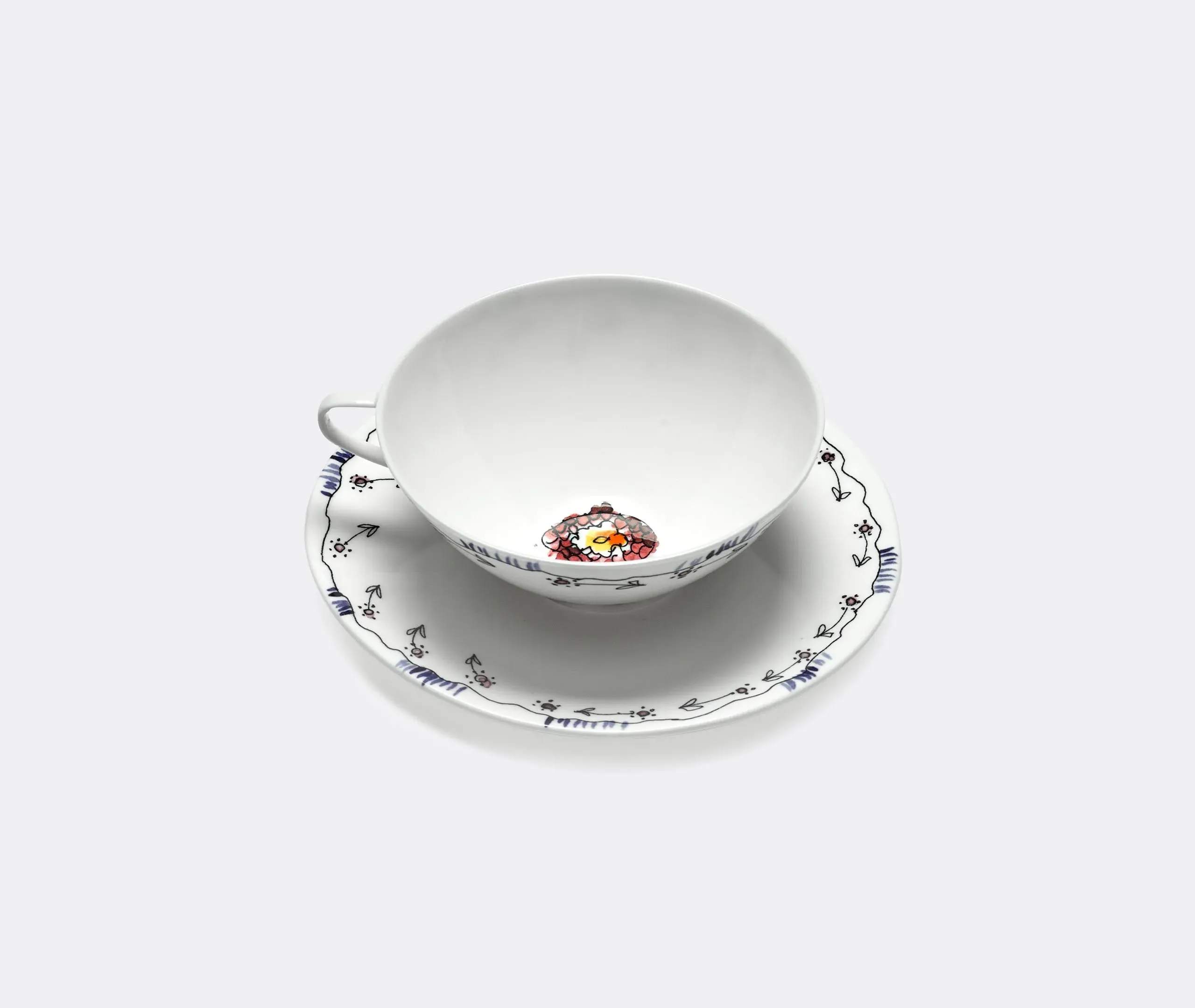 2-Piece Teacup Set with Saucers - Multicolor