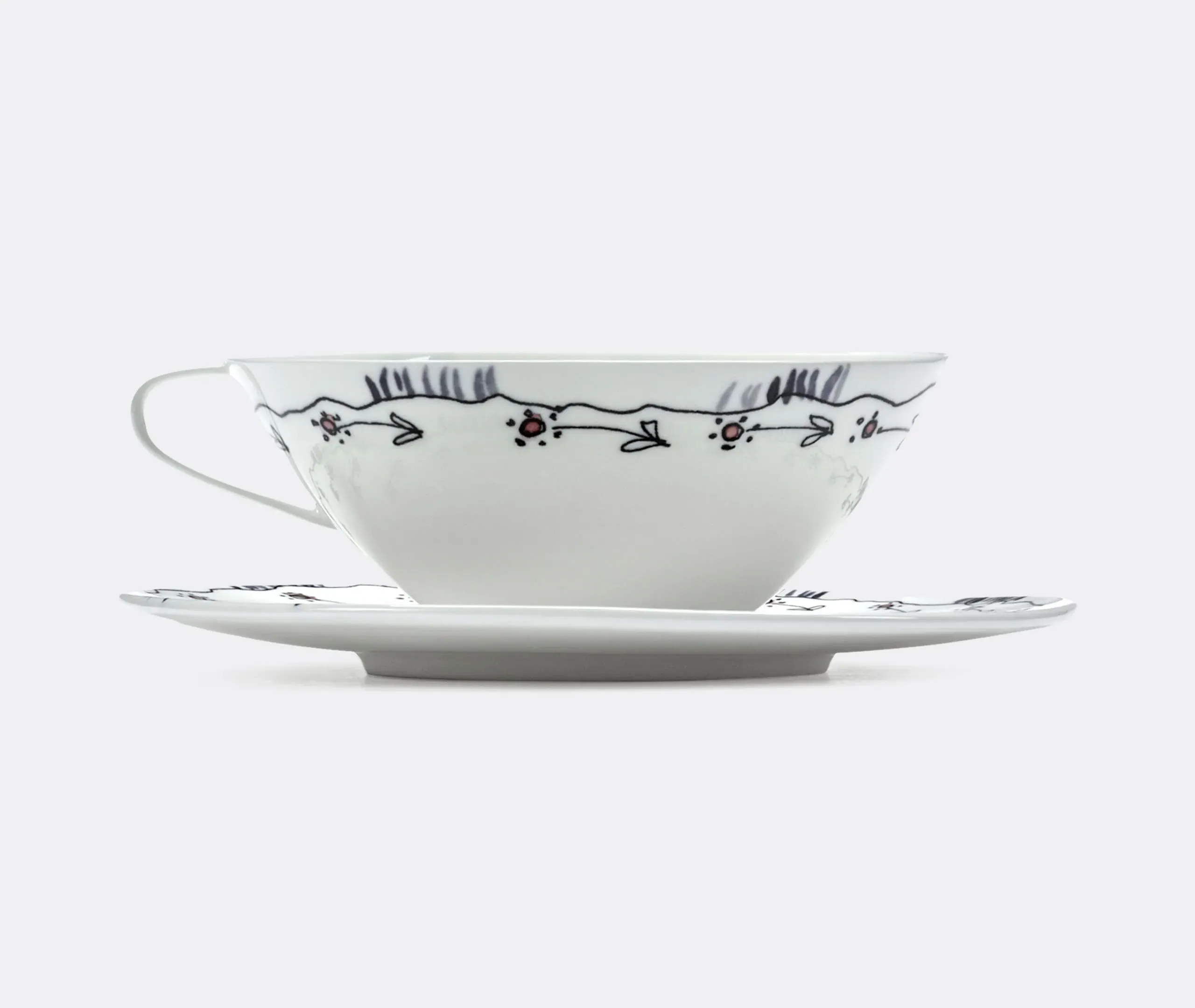 2-Piece Teacup Set with Saucers - Multicolor