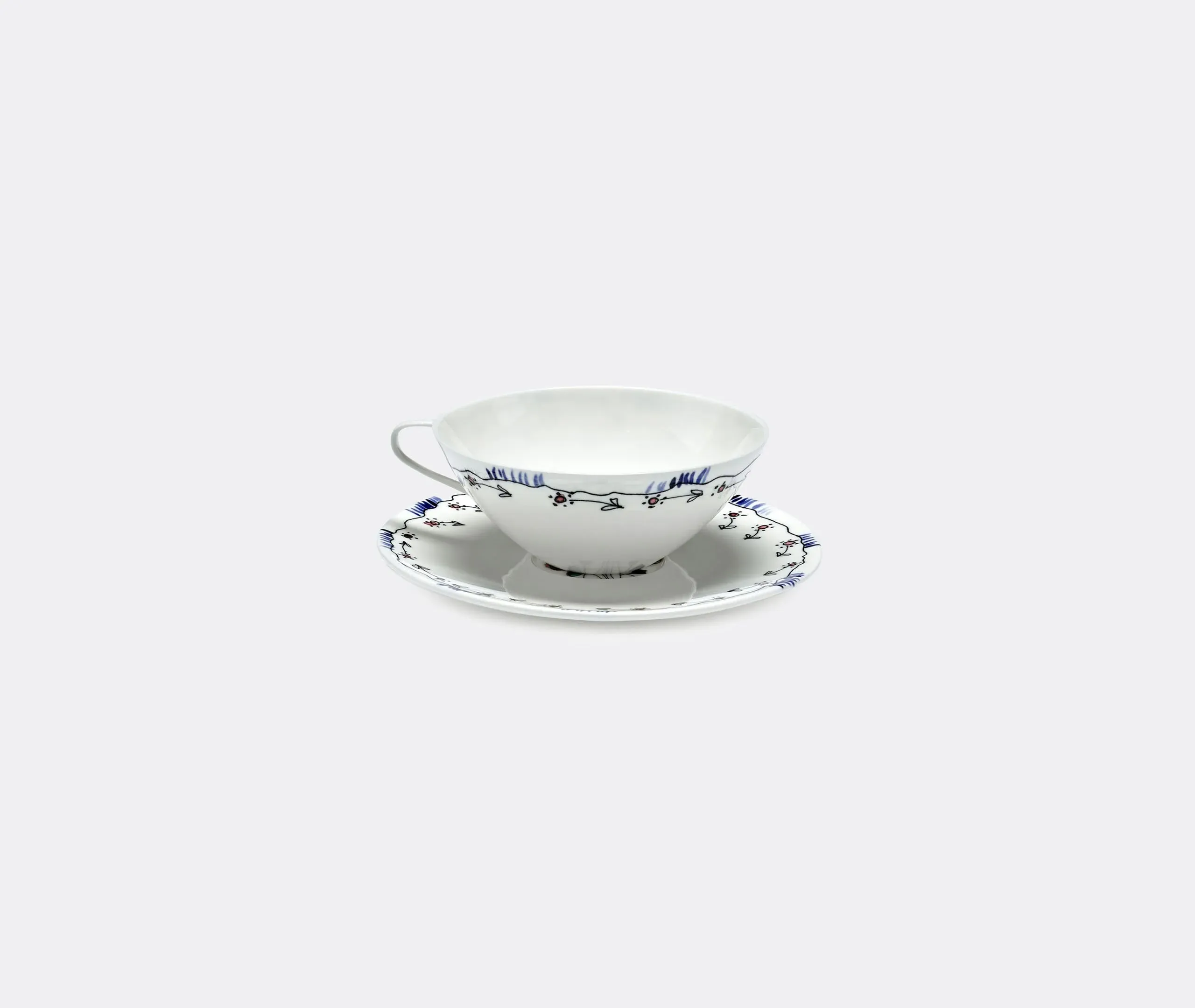 2-Piece Teacup Set with Saucers - Multicolor