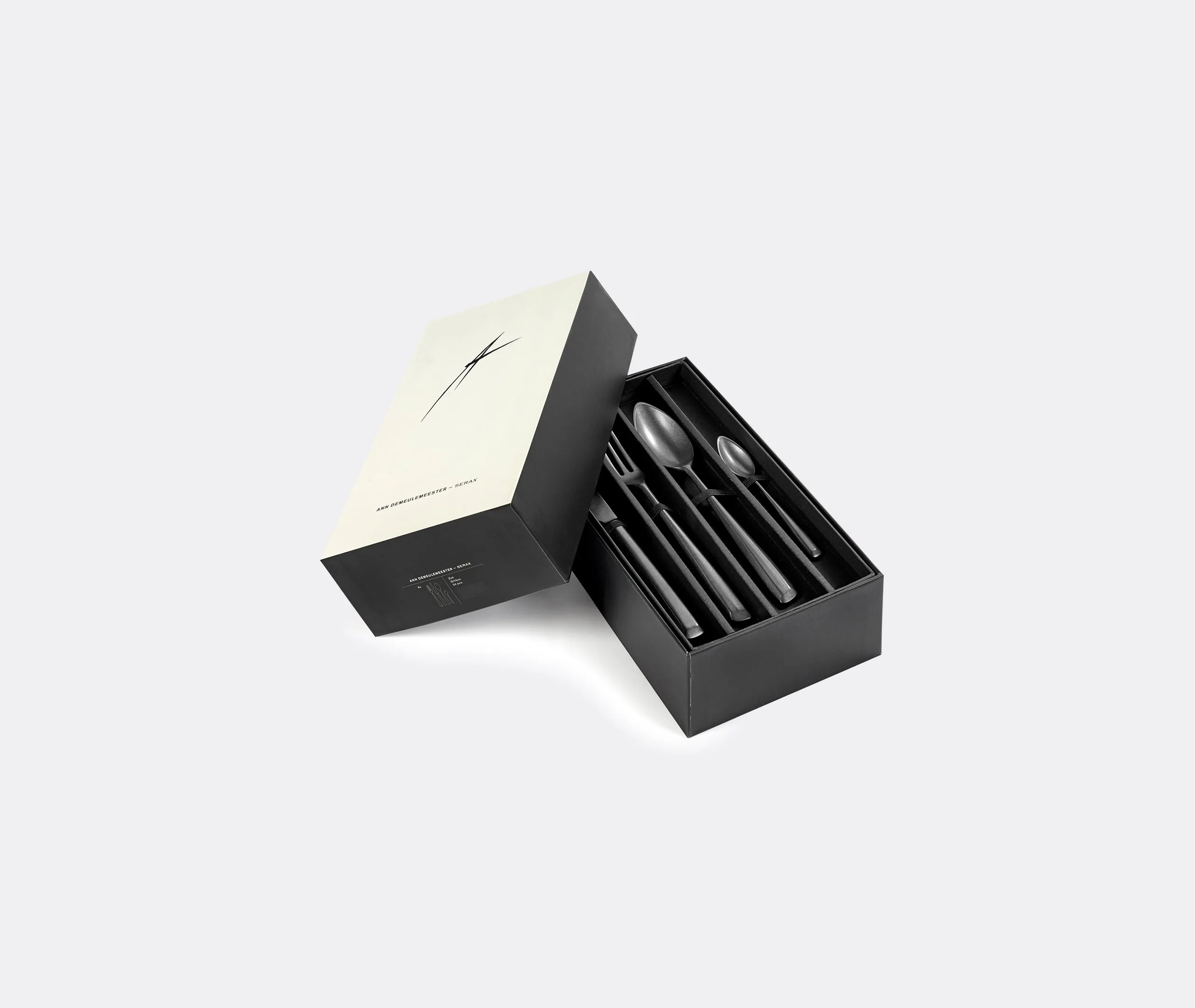 24-Piece Cutlery Set with Box - Grey, Steel
