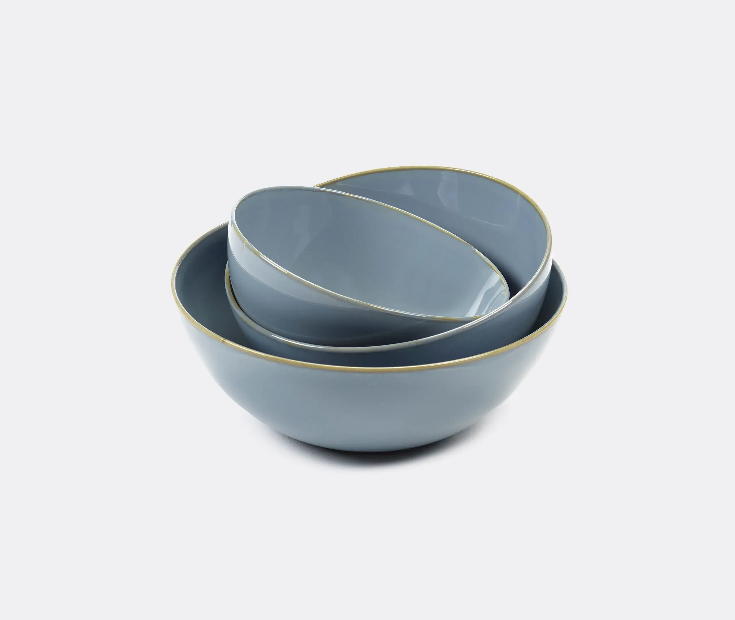3-Piece Bowl Set - Blue, Ceramic