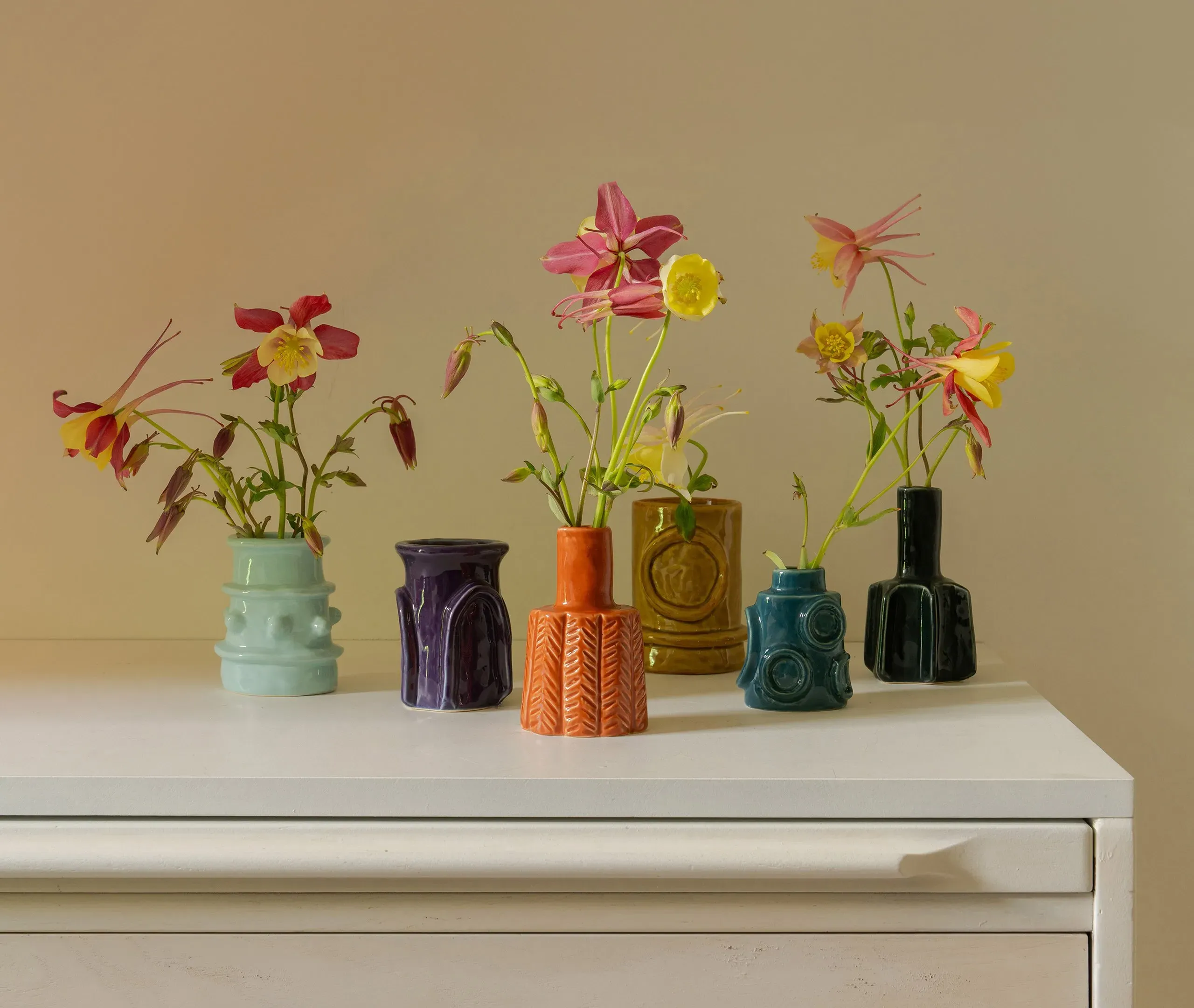 6-Piece Vase Set Assorted Shapes - Multicolor