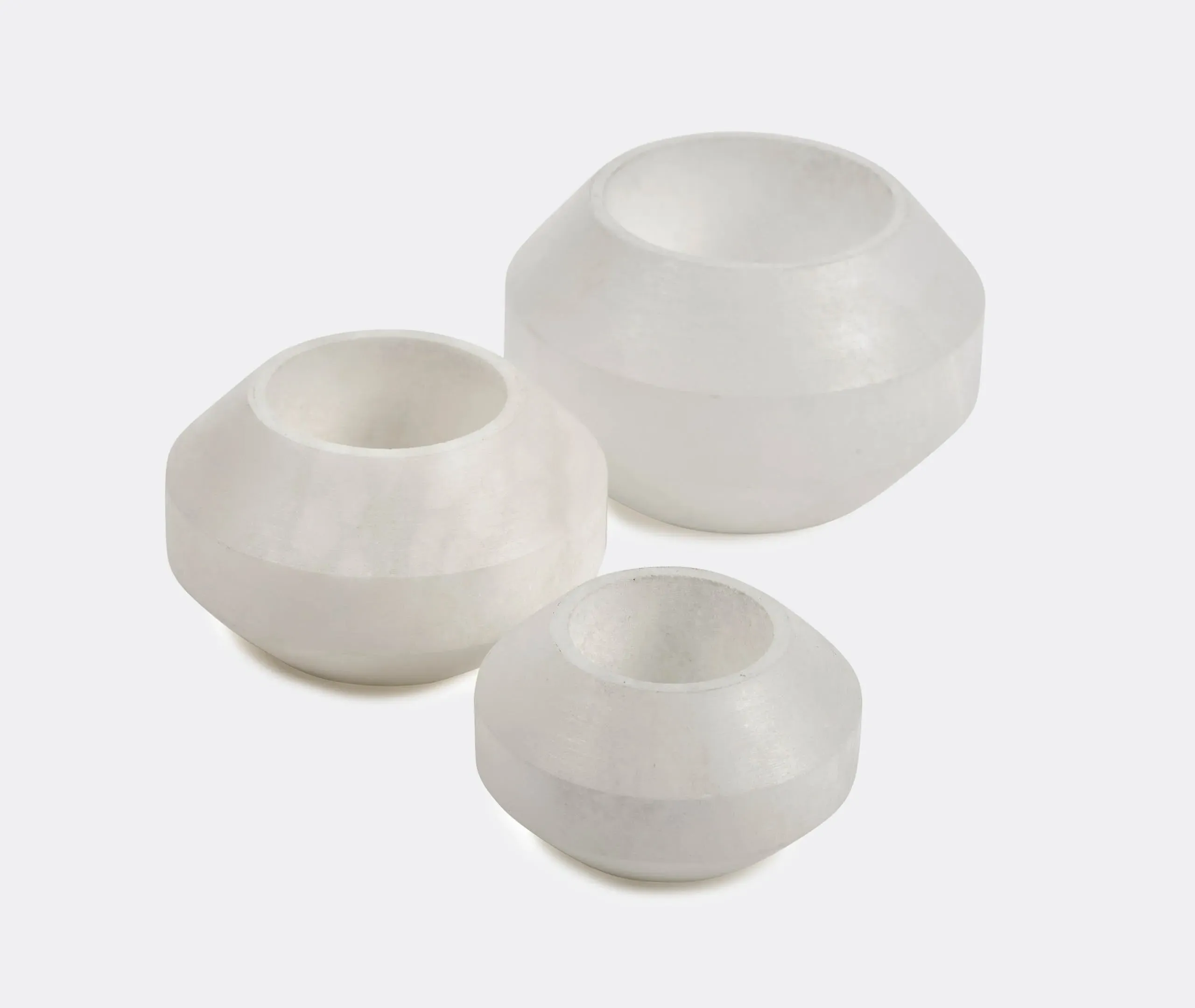 Alabaster Small Candleholder - White, Alabaster