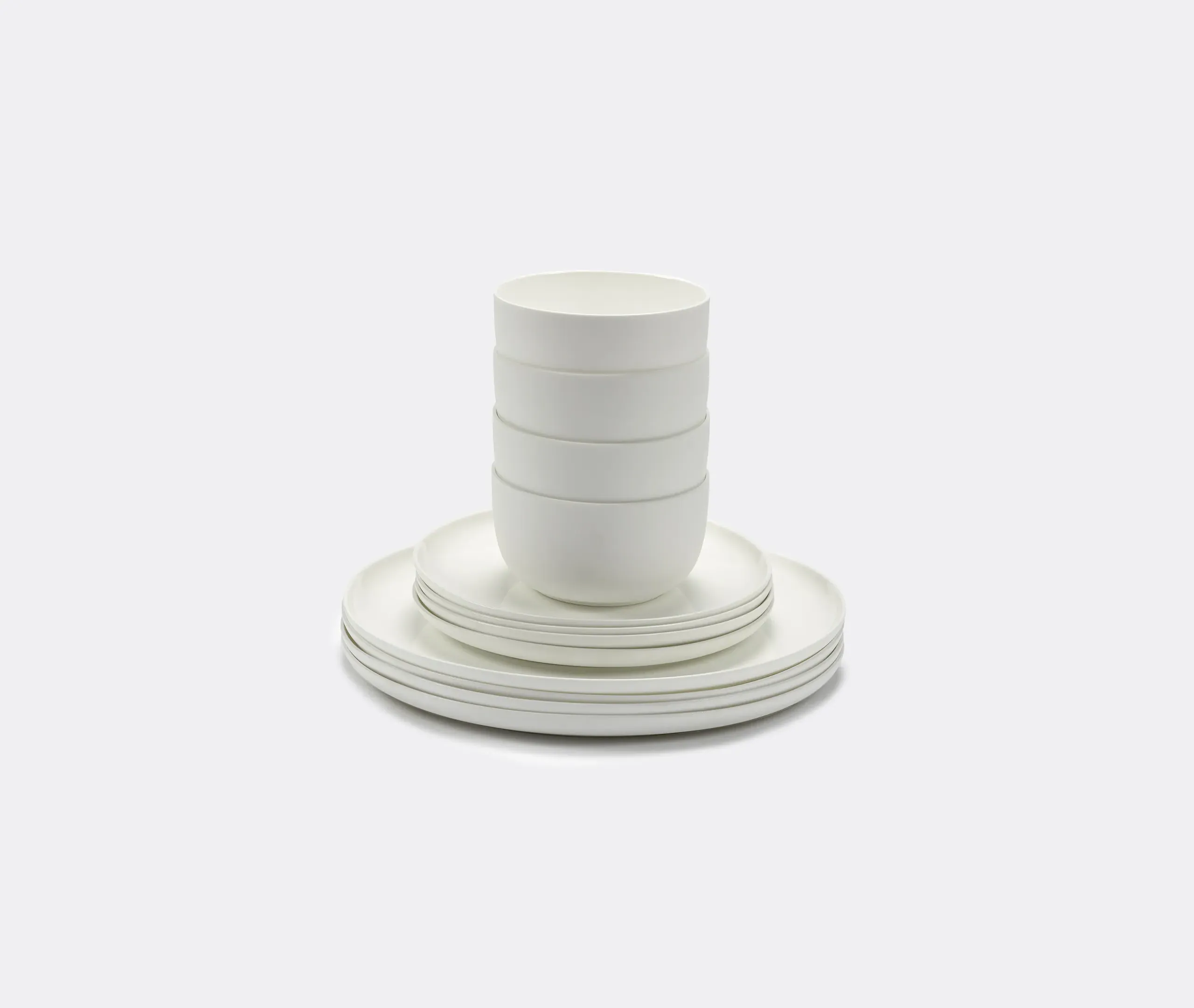 Base 12-Piece Dinner Set - White, Fine Bone China