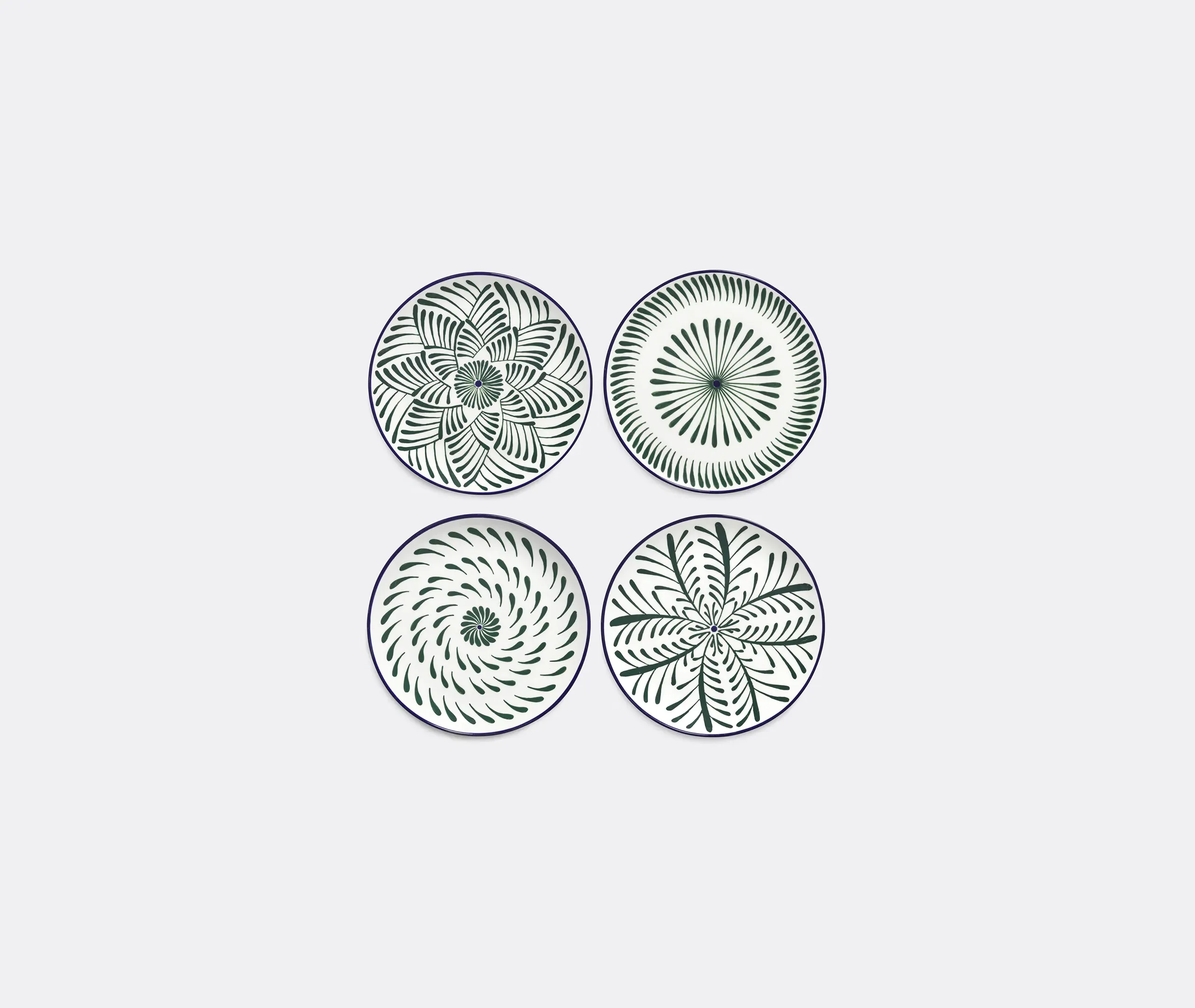 Bazaar Breakfast Plate Set of Four - Green and Blue product
