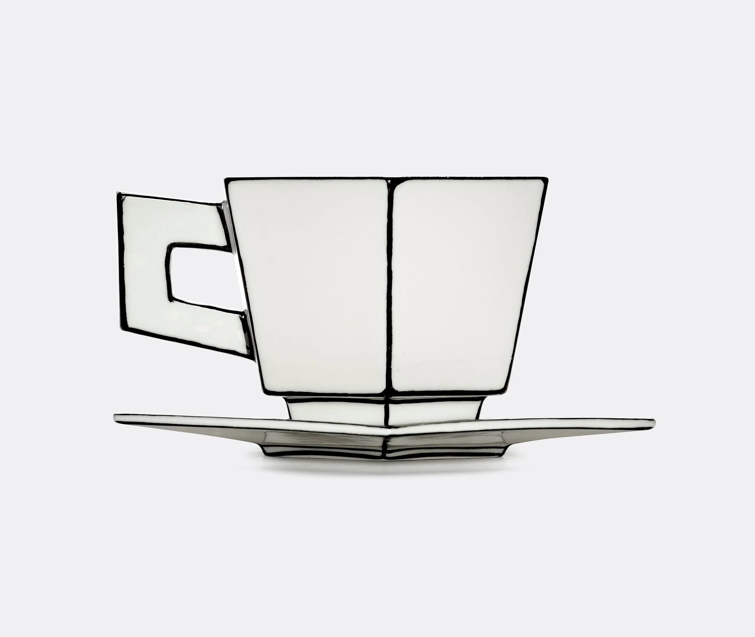 Cappuccino Cup and Saucer Set - White, Porcelain