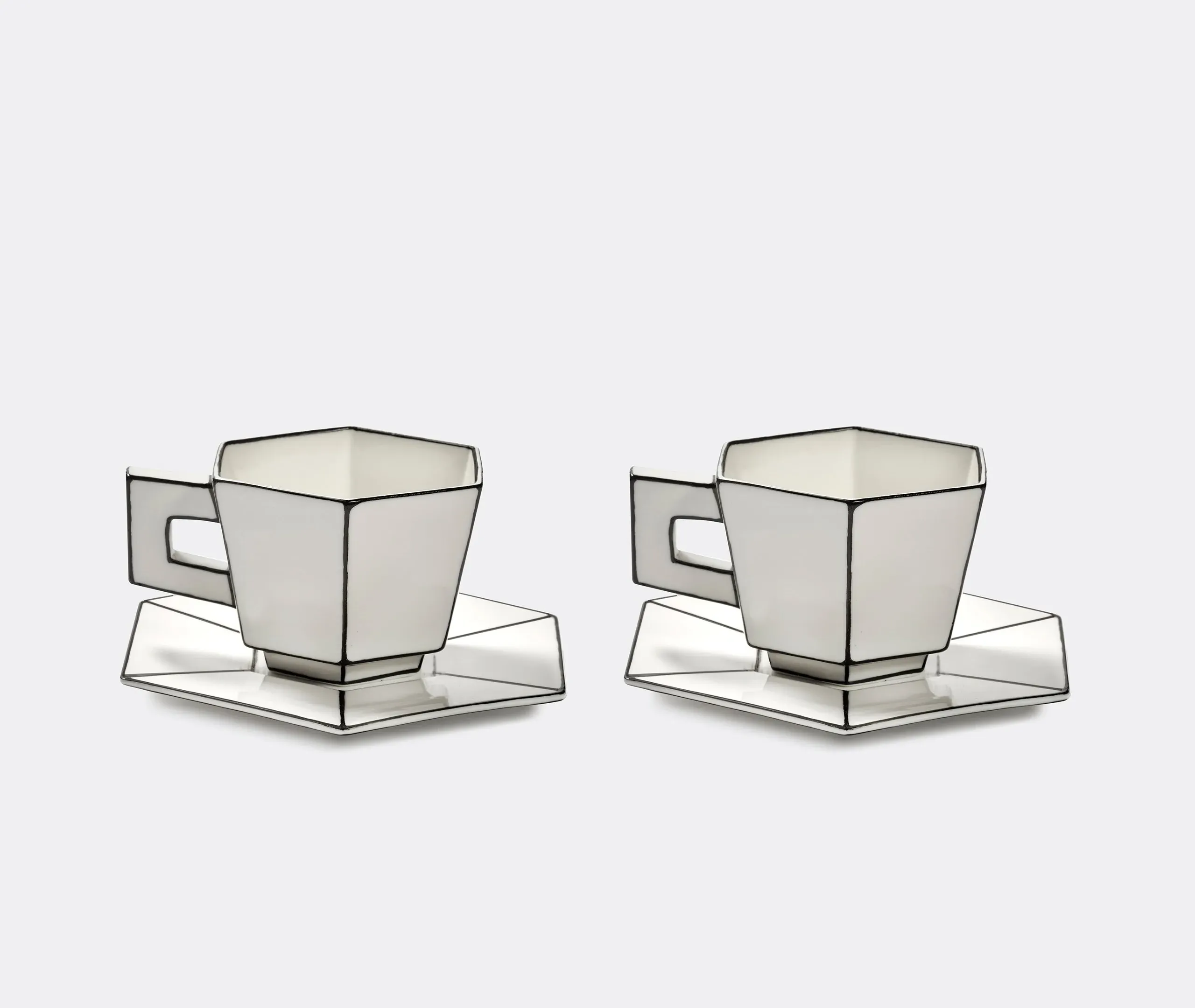 Cappuccino Cup and Saucer Set - White, Porcelain