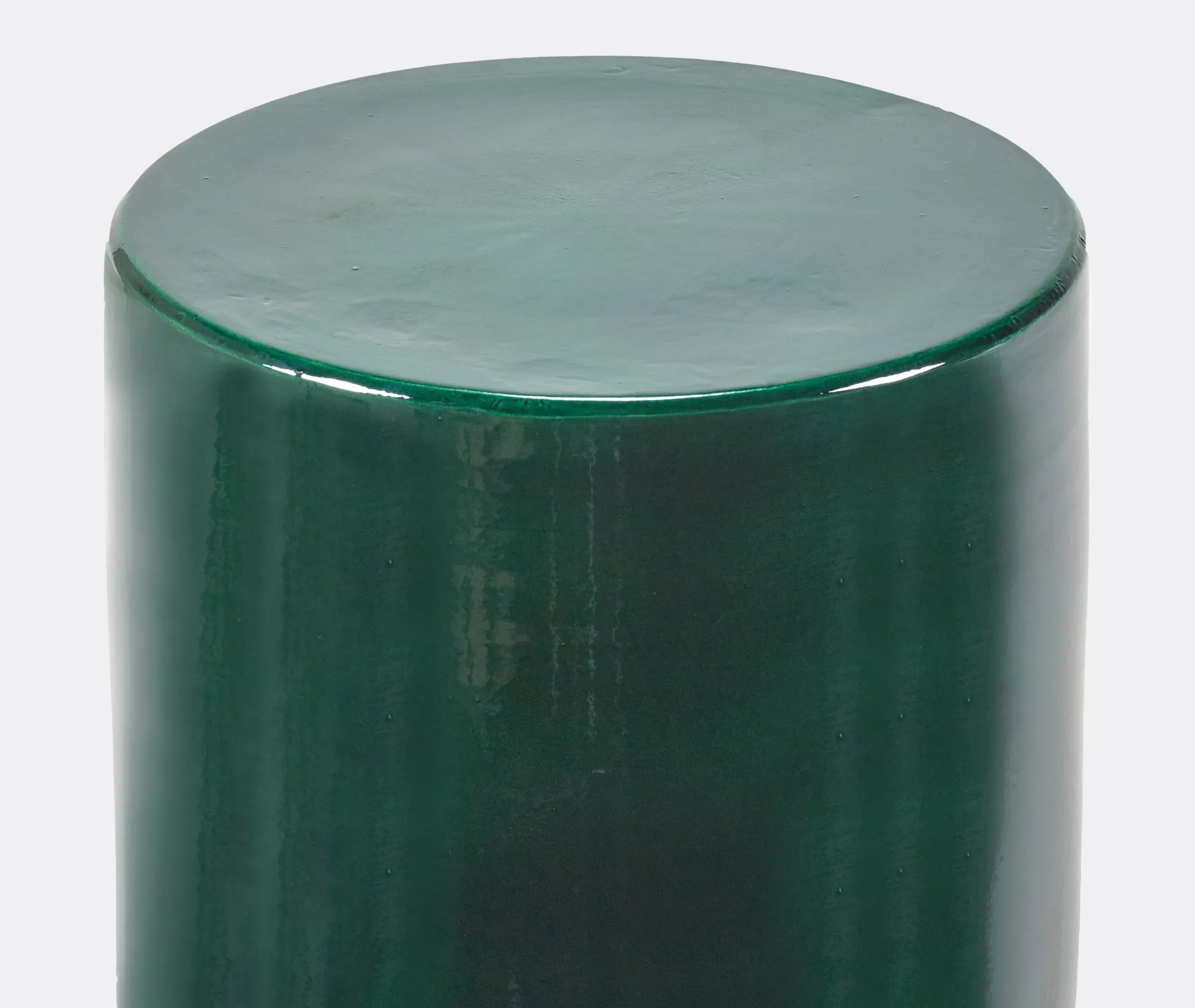 Cylindrical Side Table - Dark Green, Stone