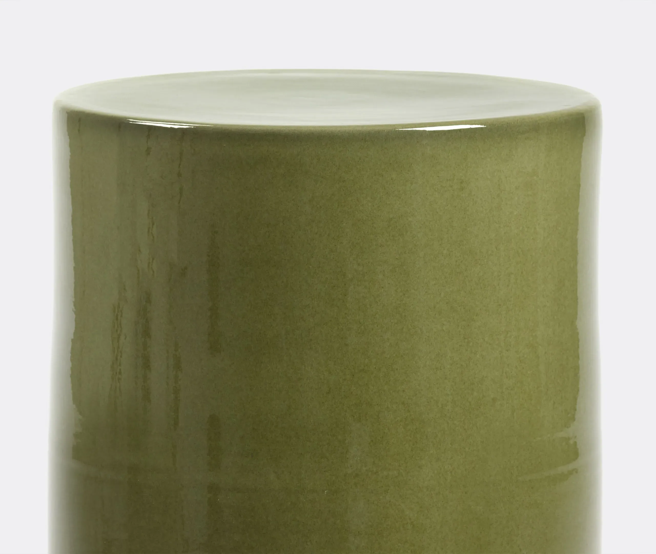 Cylindrical Side Table - Green, Stoneware