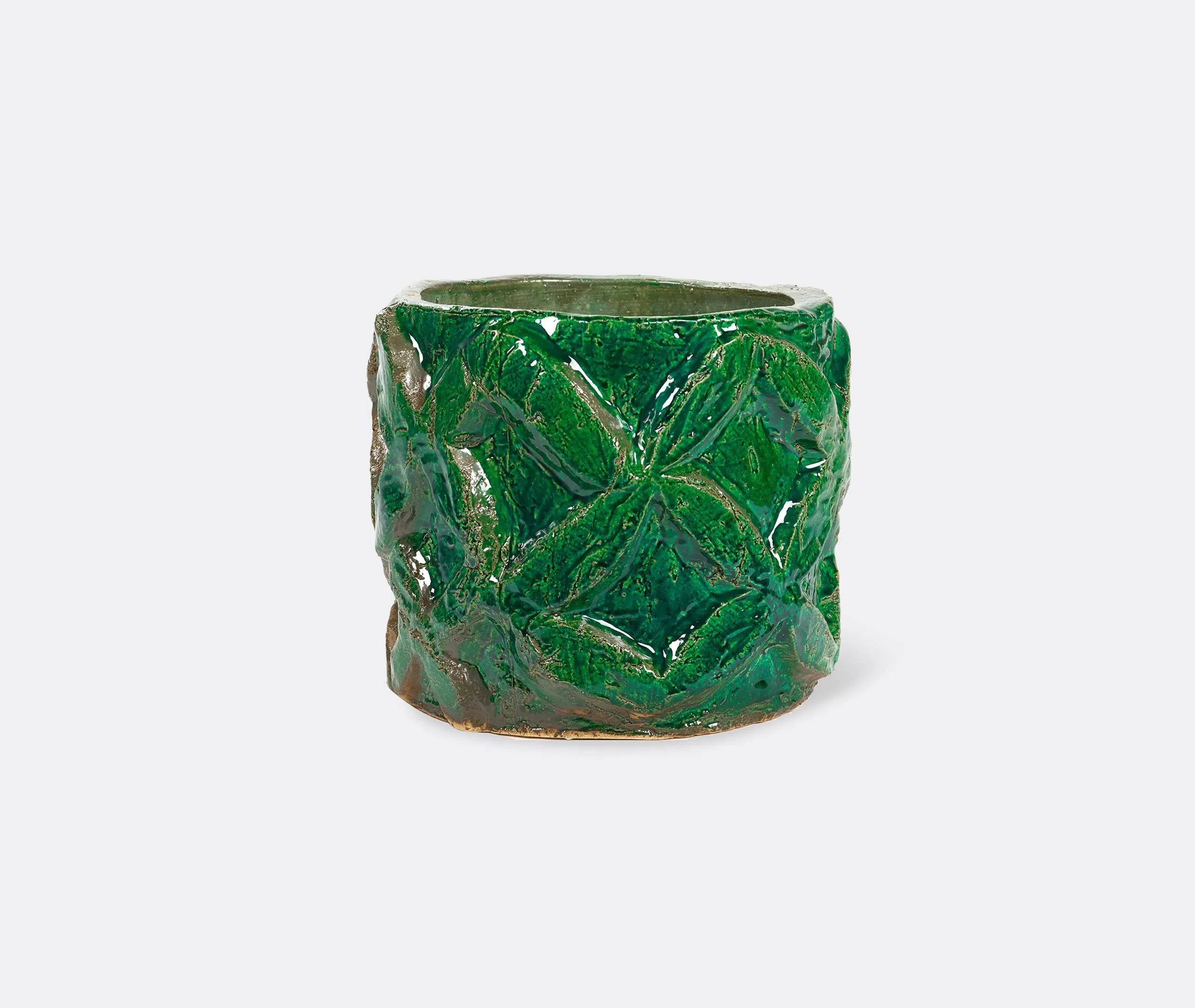 Decorative Vase with Geometric Relief - Green image