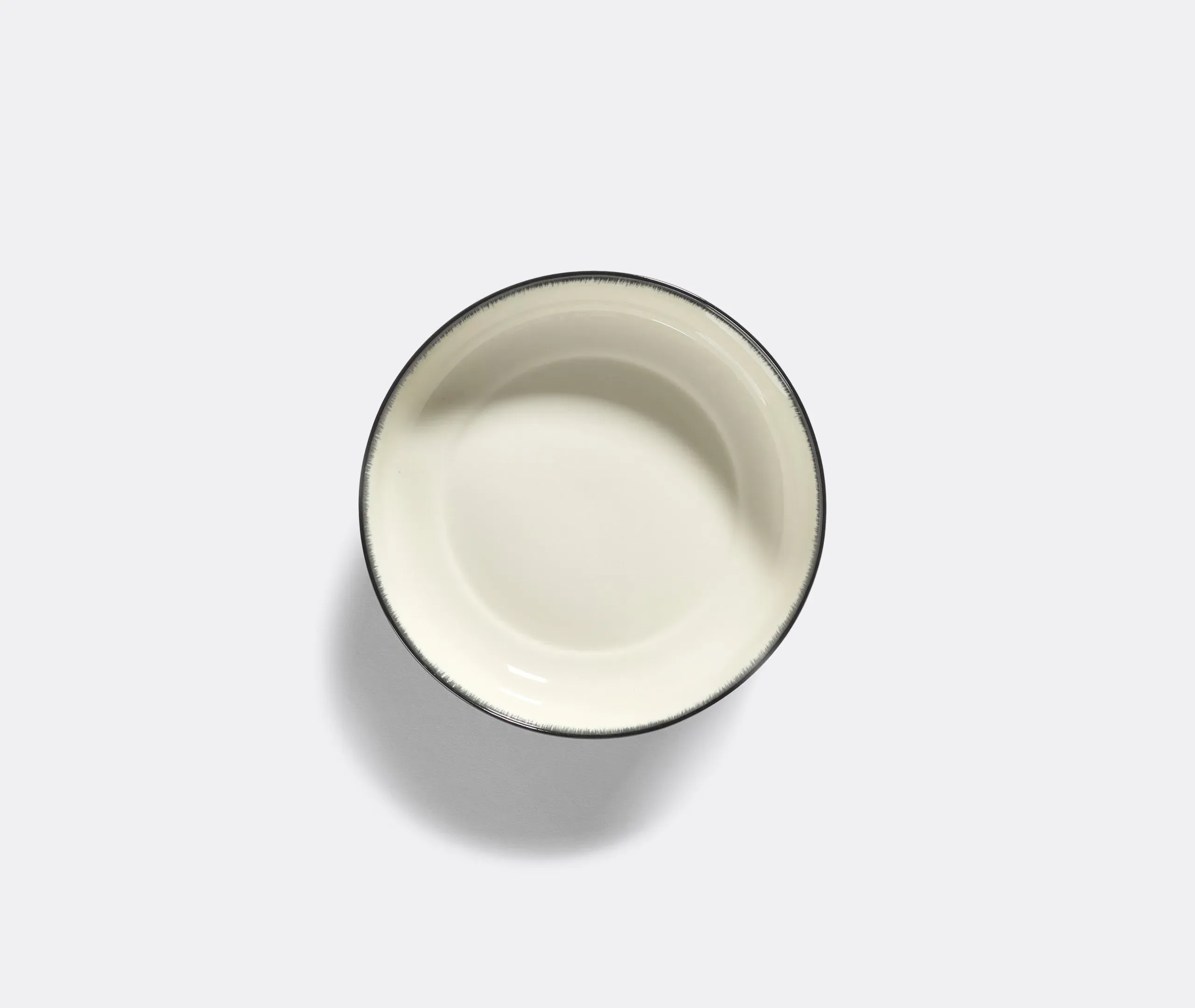 Deep Plate Set with Hand-Painted Rim - White, Porcelain