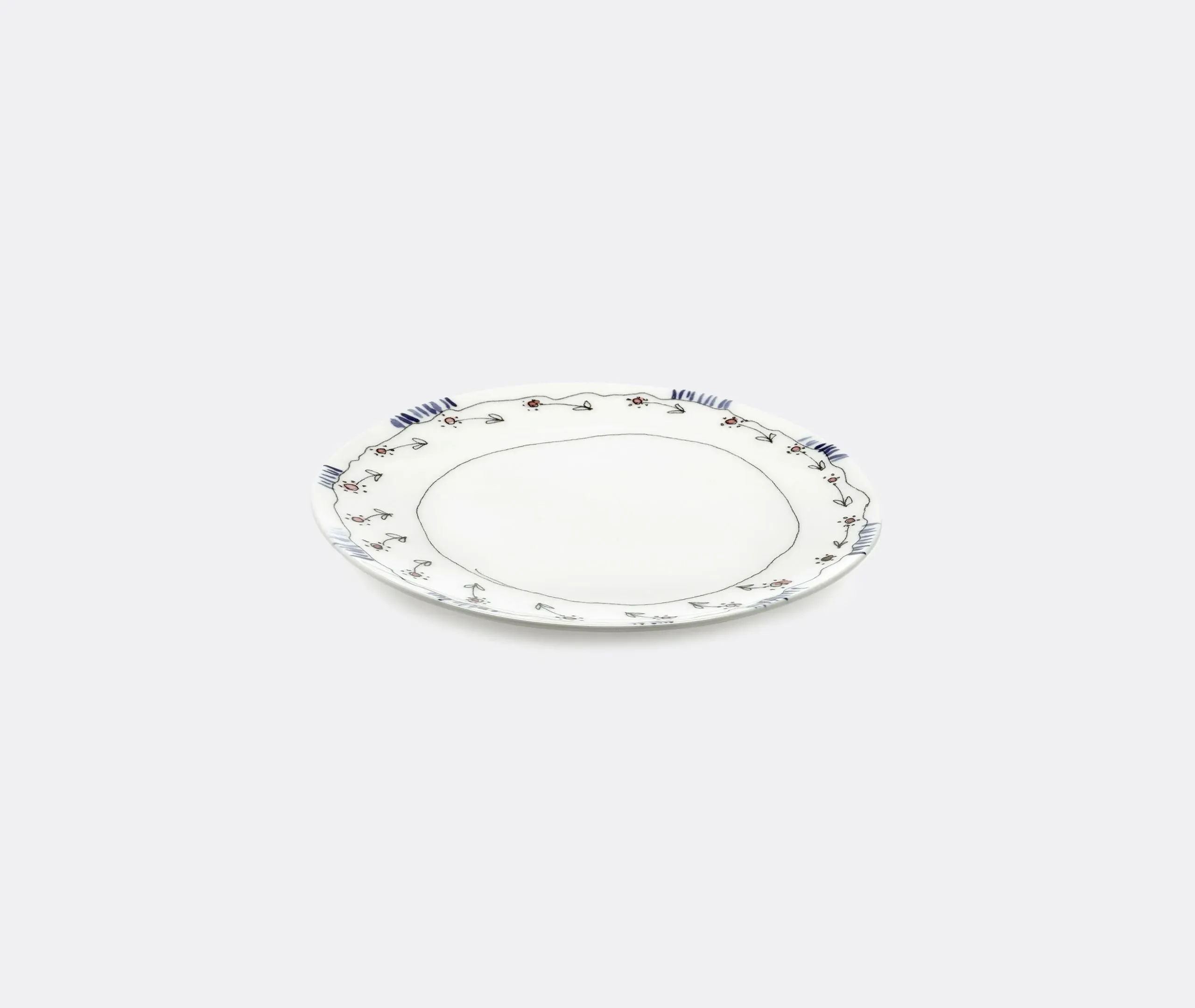Dessert Plate Set with Floral Edge - Multicolor