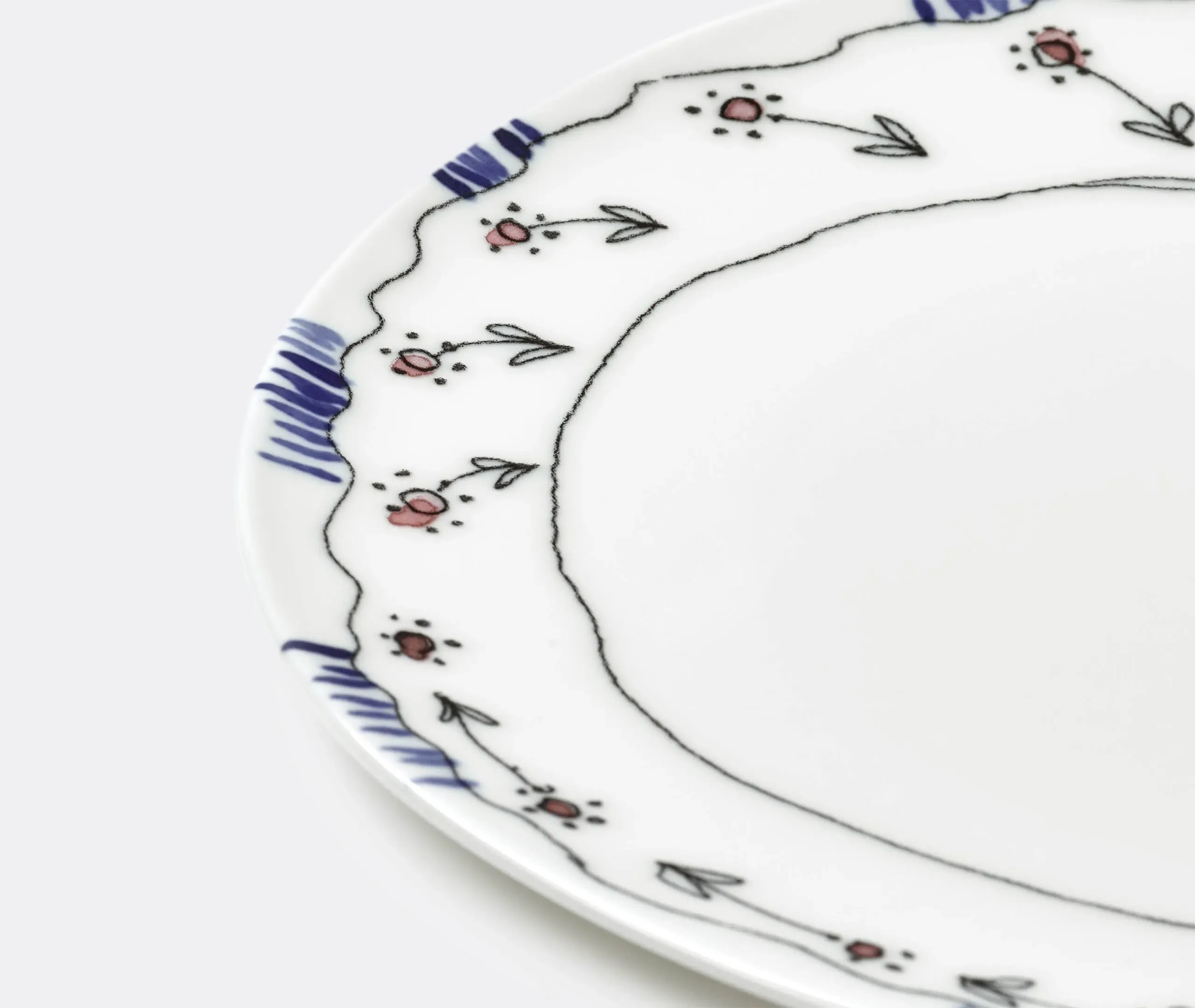 Dinner Plate Set with Floral Motif - Multicolor