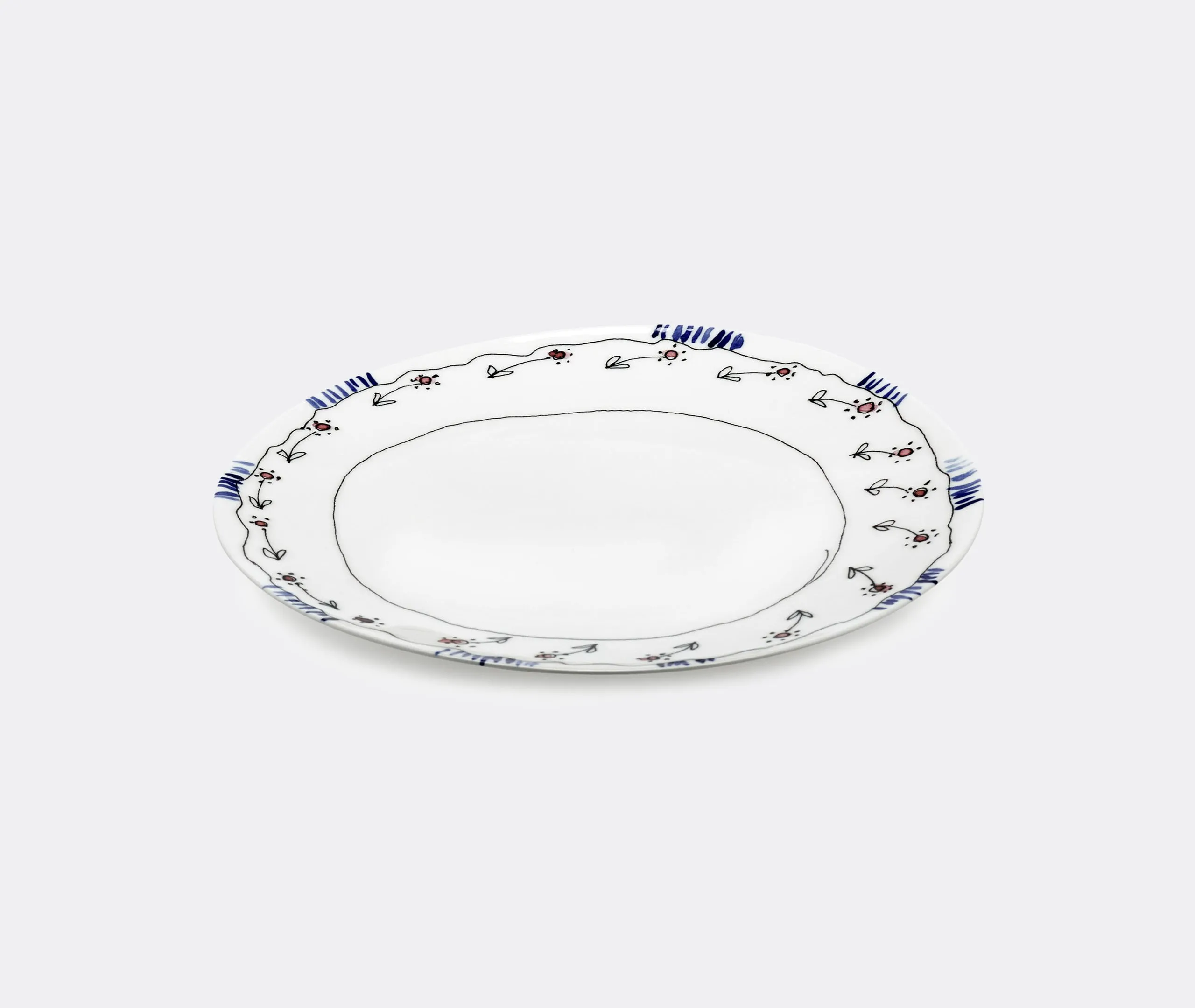 Dinner Plate Set with Floral Motif - Multicolor